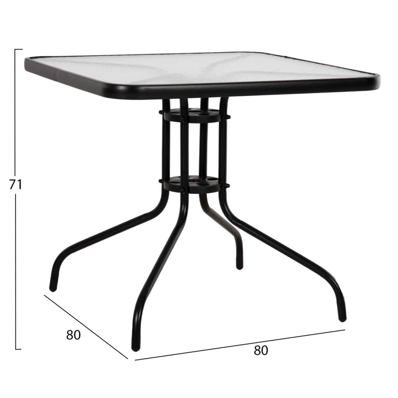 OUTDOOR TABLE SQUARE FIGO HM5972.03 BLACK METAL-GLASS TABLETOP 80Χ80Χ71Hcm [2]