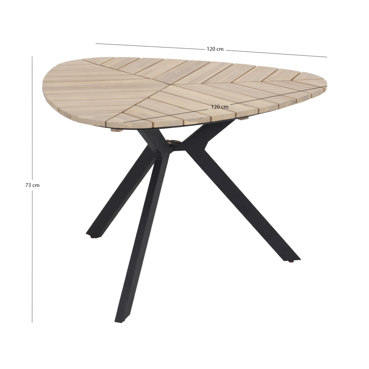 OUTDOOR TABLE TRADEN HM6242 ACACIA WOOD IN LEAF SHAPE-METAL LEGS 110x108x76Hcm. [2]
