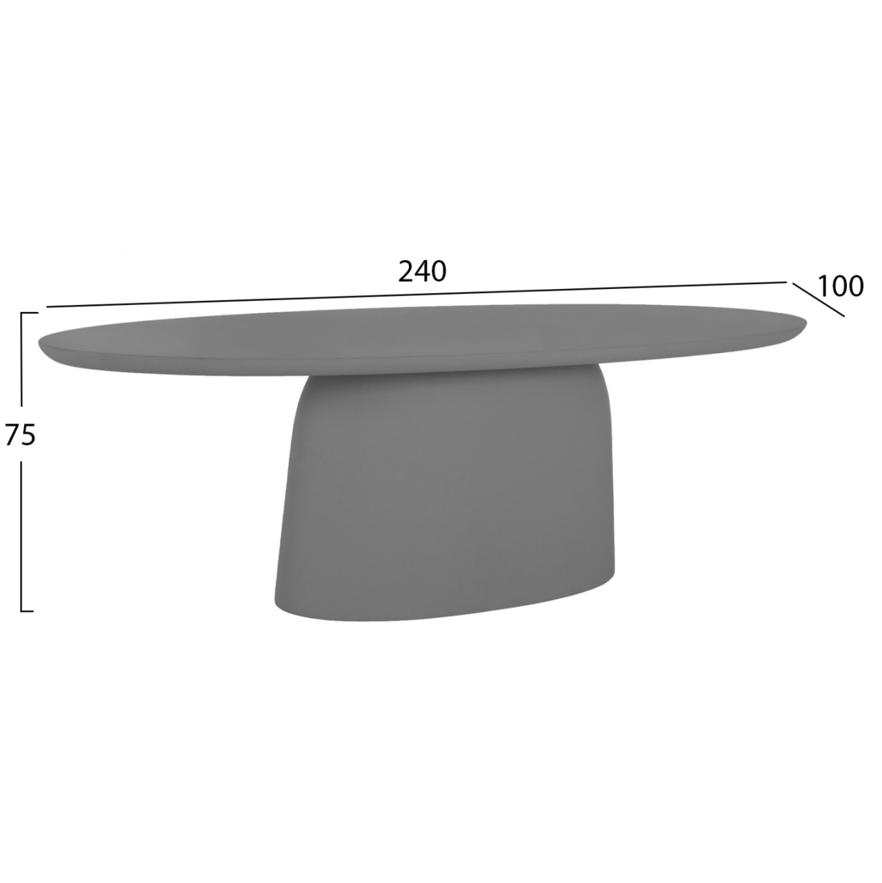 OVAL DINING TABLE BRECCAN HM6577.01 GREY FIBER CEMENT 240x100x75Hcm. [2]