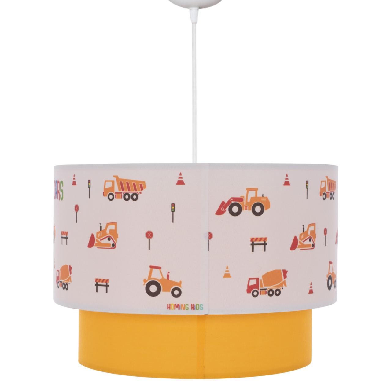PENDANT CEILING LAMP BALOO HM7572.04 KIDS' ROOM DOUBLE WHITE-YELLOW WHITE DRUM SHADE [6]