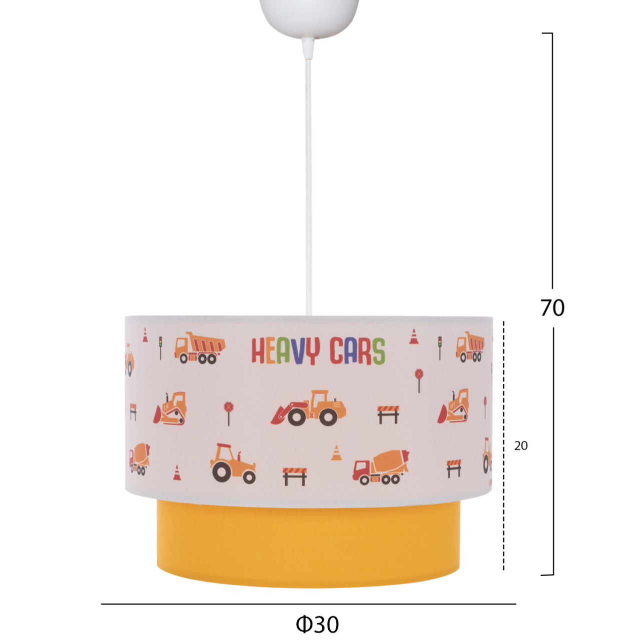 PENDANT CEILING LAMP BALOO HM7572.04 KIDS' ROOM DOUBLE WHITE-YELLOW WHITE DRUM SHADE [2]