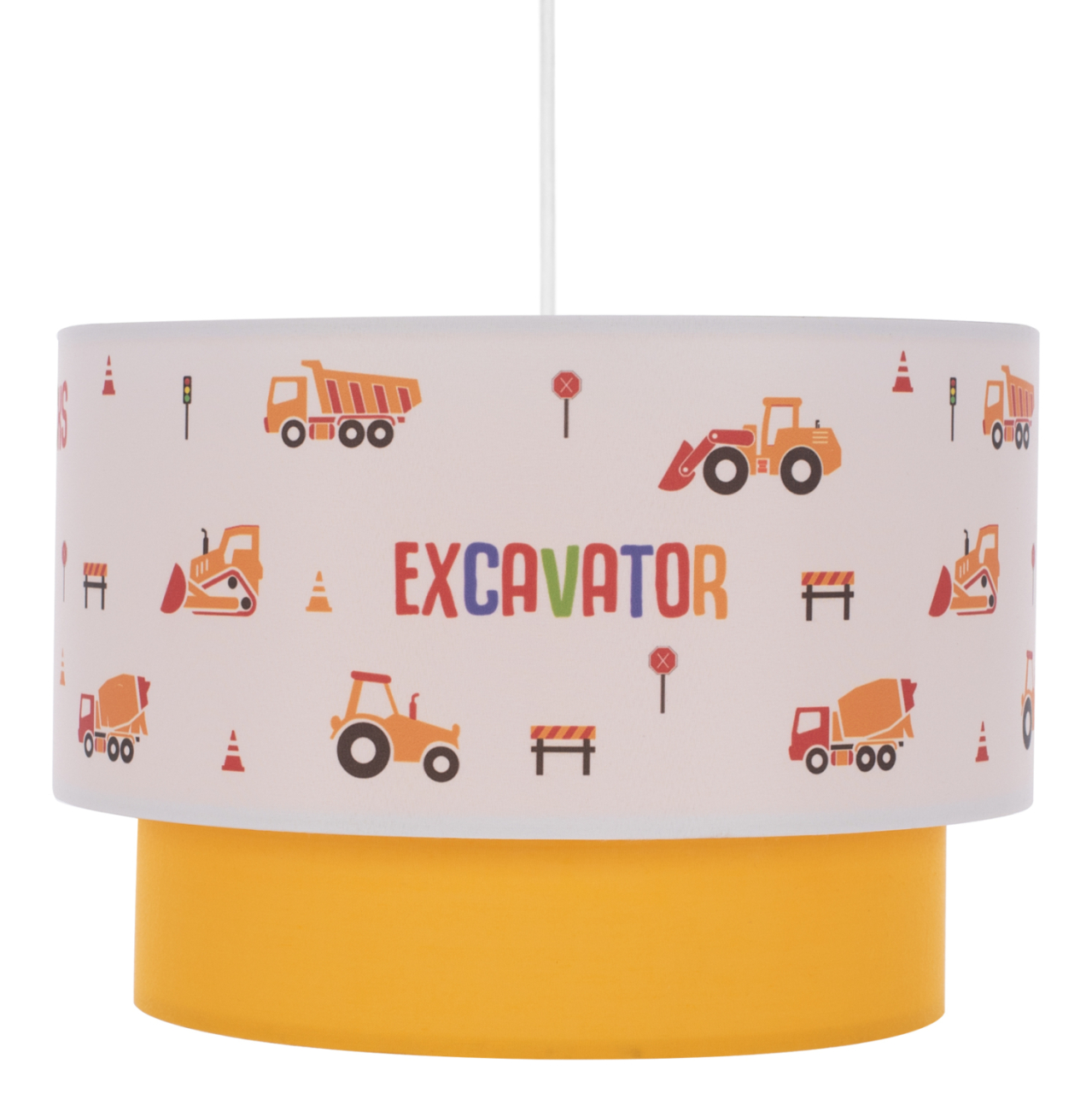 PENDANT CEILING LAMP BALOO HM7572.04 KIDS' ROOM DOUBLE WHITE-YELLOW WHITE DRUM SHADE [5]