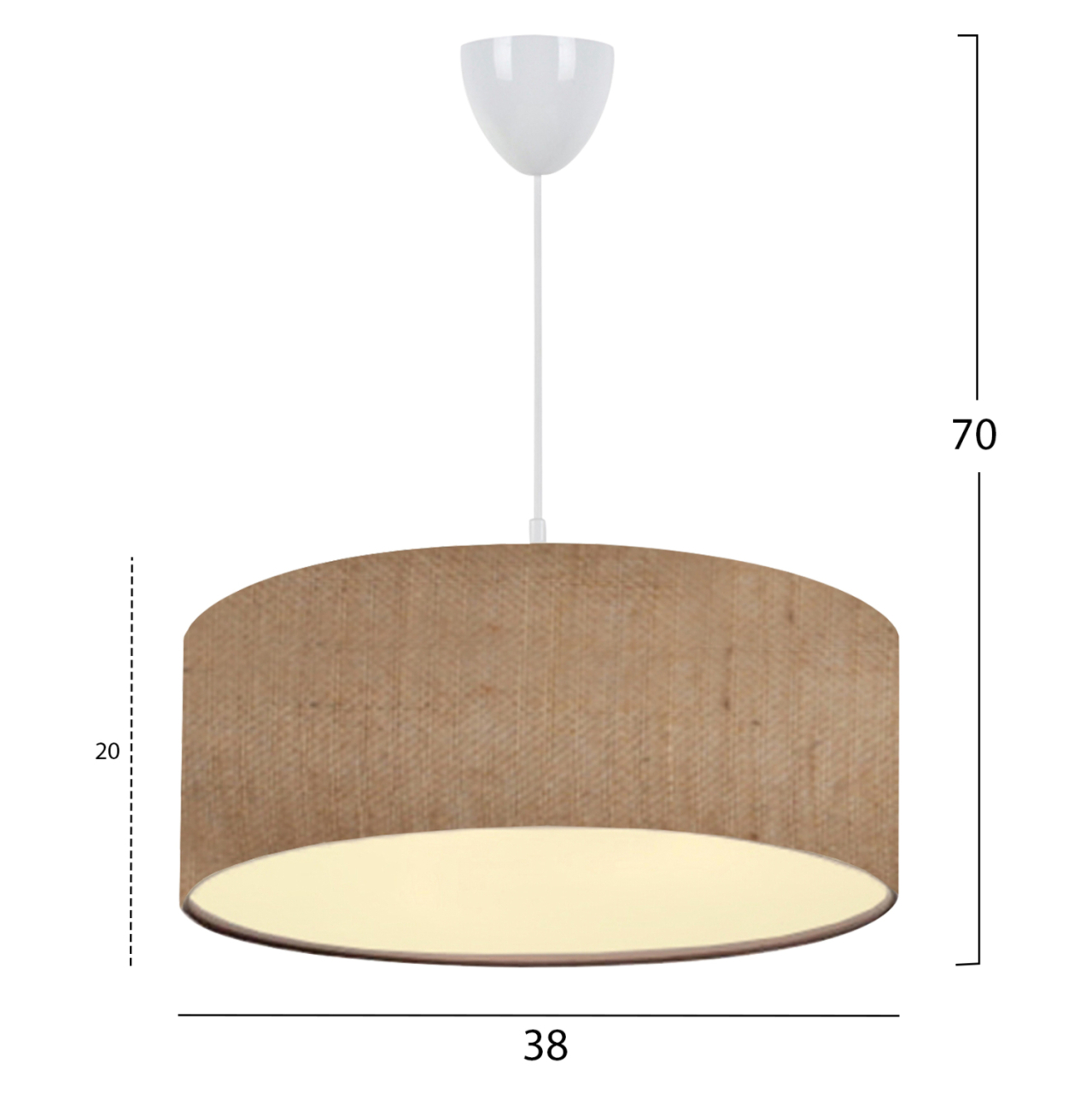 PENDANT CEILING LAMP HM7620.01 SANDY BEIGE TEXTILE DRUM SHADE [2]