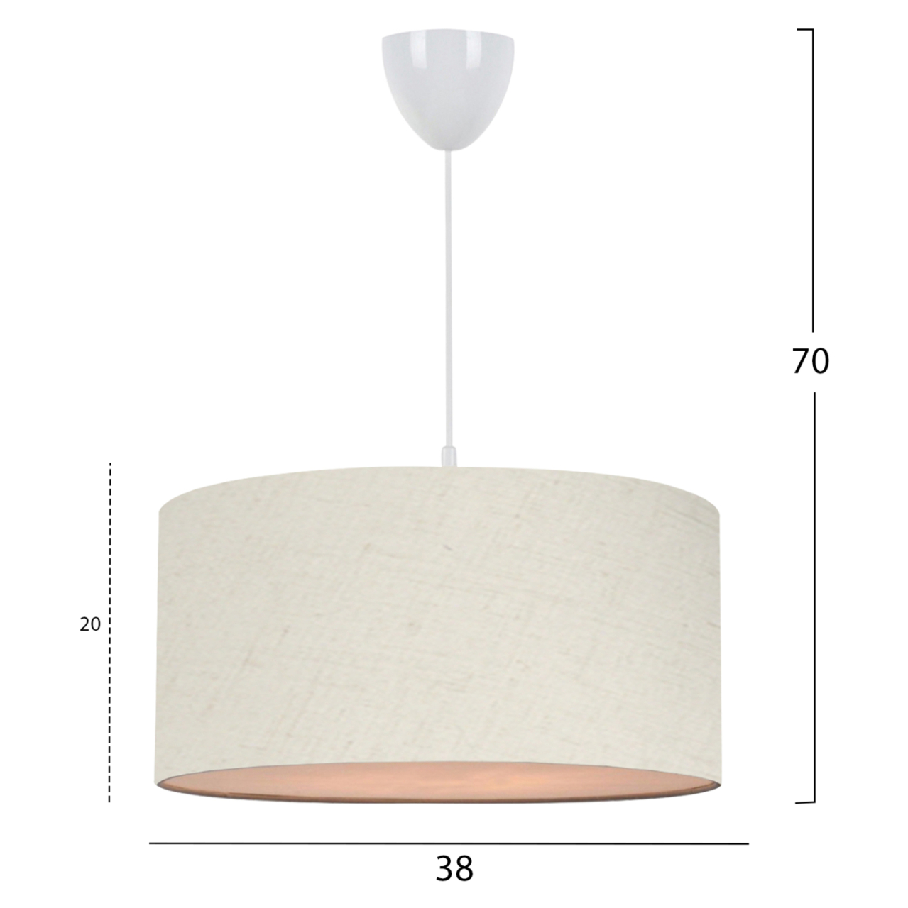 PENDANT CEILING LAMP HM7620.04 ECRU TEXTILE DRUM SHADE [2]