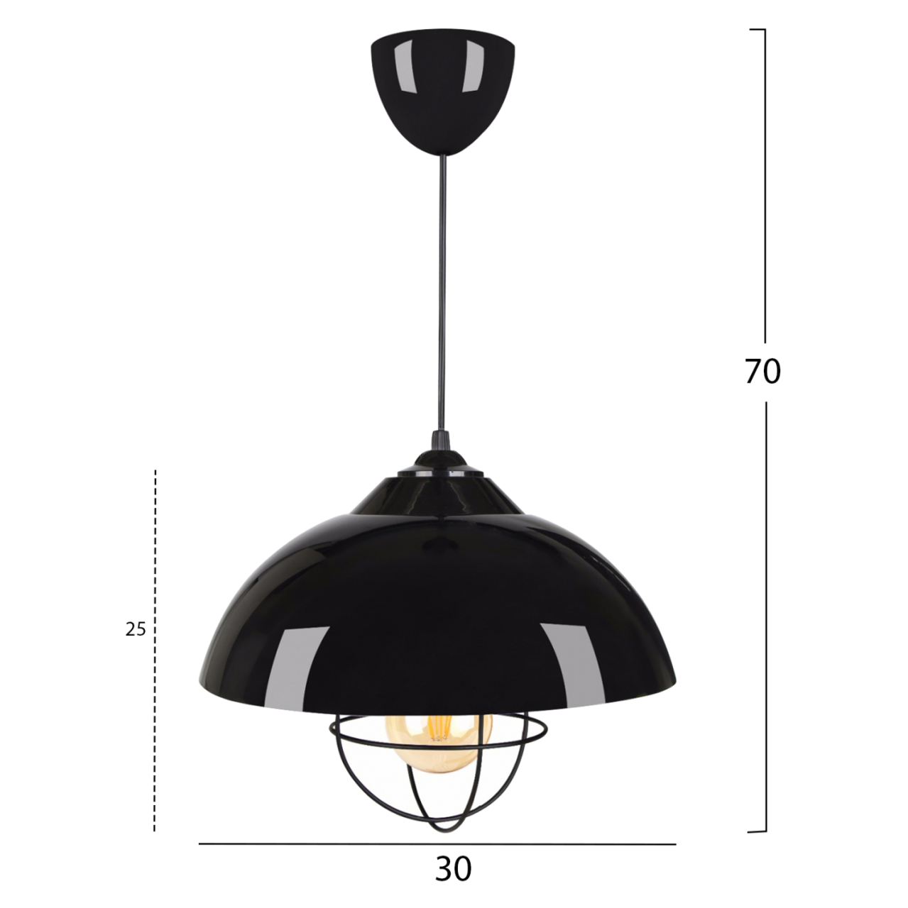 PENDANT CEILING LAMP HM7621.01 BLACK CAP, BLACK BULB GRID [2]