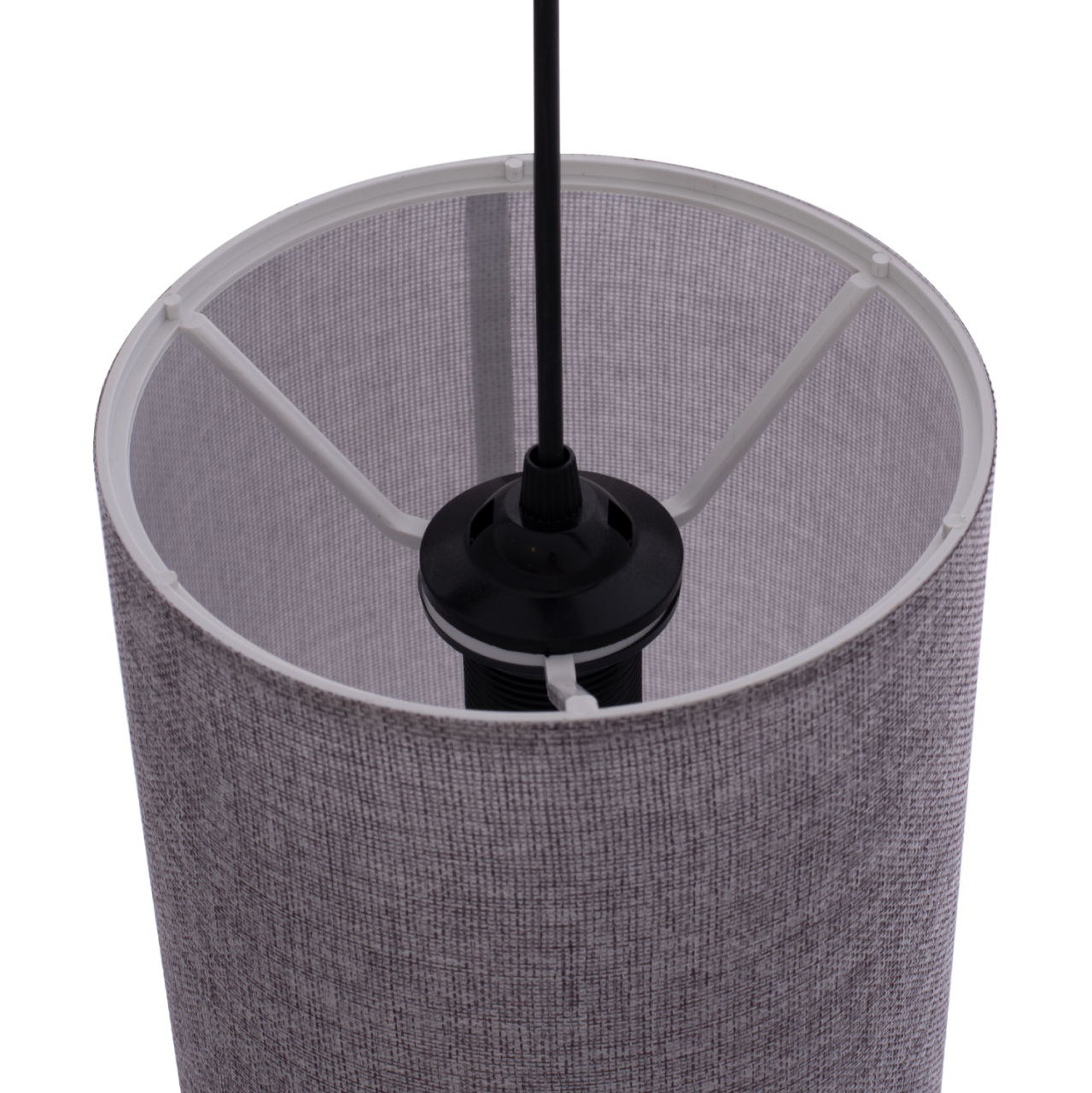 PENDANT CEILING LAMP HM7623.03 GREY FABRIC DRUM SHADE D19x70 εκ. [3]