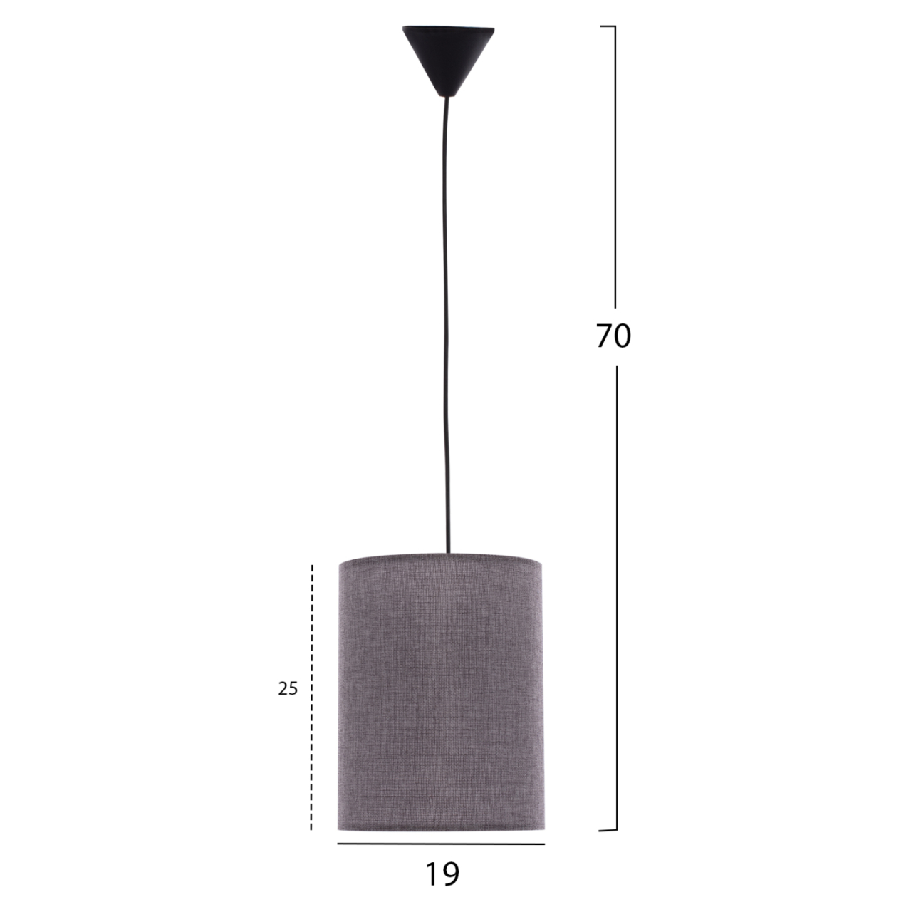 PENDANT CEILING LAMP HM7623.03 GREY FABRIC DRUM SHADE D19x70 εκ. [2]
