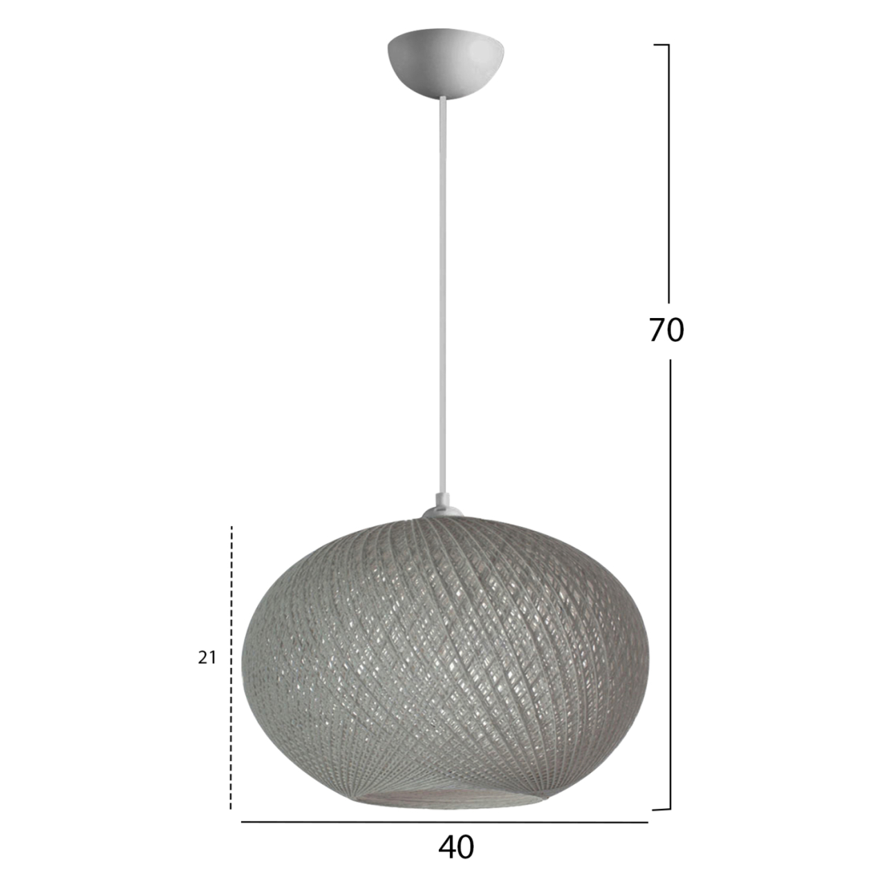 PENDANT CEILING LAMP HM7624.01 GREY OVAL-SHAPED SPHERE, KNITTED ROPE, INDOORS [2]