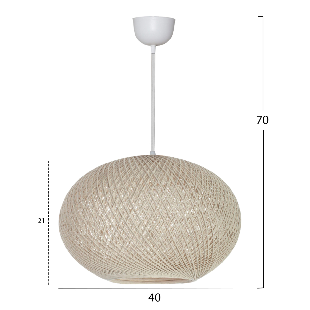 PENDANT CEILING LAMP HM7624.02 BEIGE OVAL-SHAPED SPHERE, KNITTED ROPE, INDOORS [2]