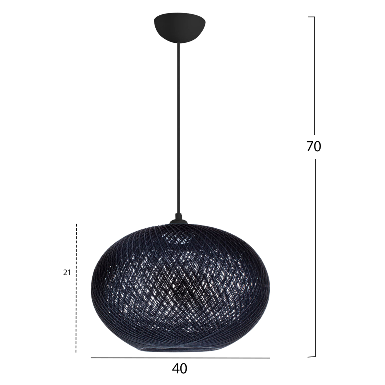 PENDANT CEILING LAMP HM7624.03 BLACK OVAL-SHAPED SPHERE, KNITTED ROPE, INDOORS [2]
