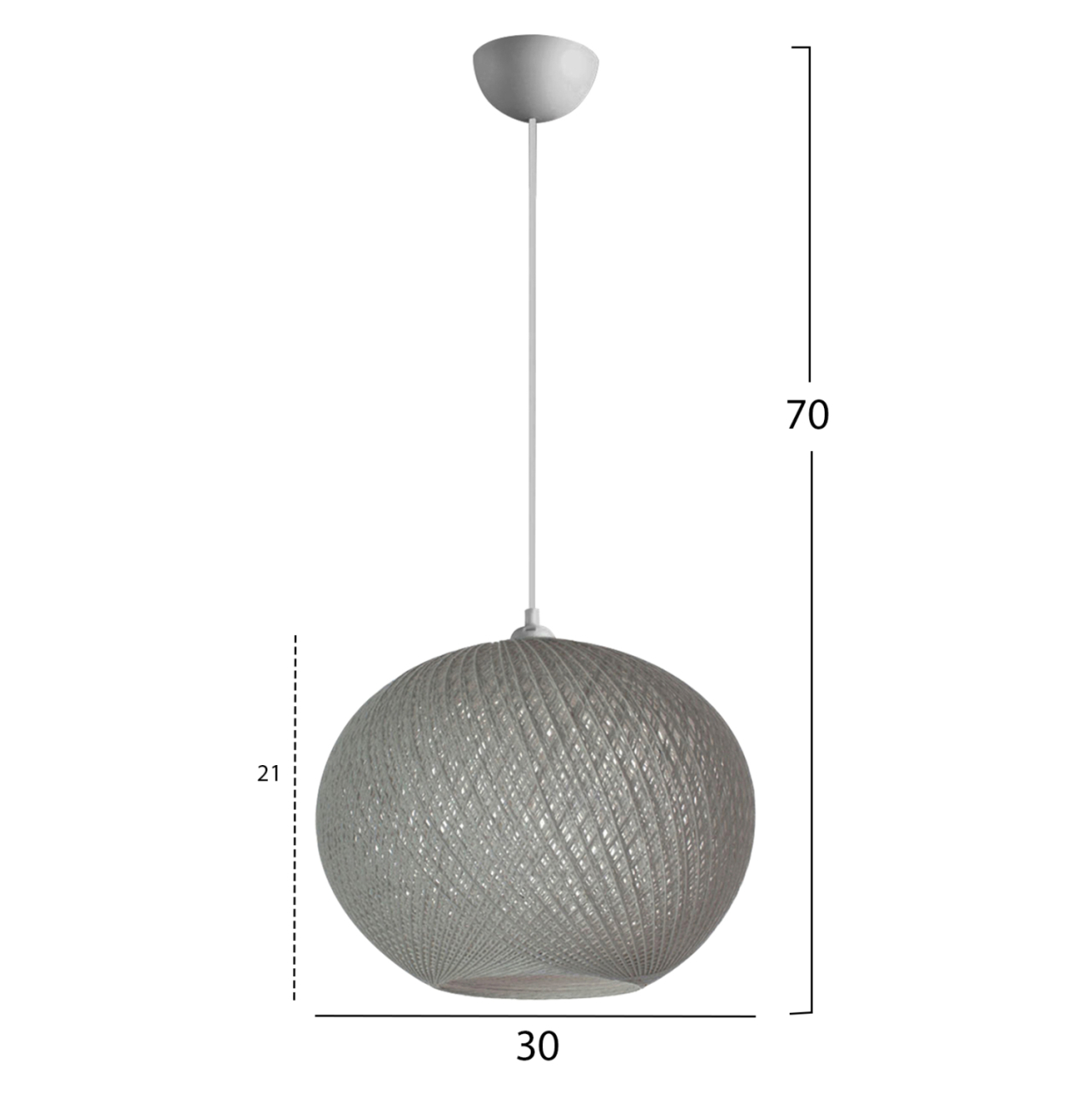 PENDANT CEILING LAMP HM7625.01 GREY SLIGHTLY OVAL-SHAPED SPHERE, KNITTED ROPE, INDOORS [2]