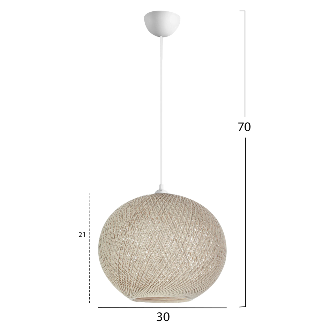 PENDANT CEILING LAMP HM7625.02 ECRU SLIGHTLY OVAL-SHAPED SPHERE, KNITTED ROPE, INDOORS [2]