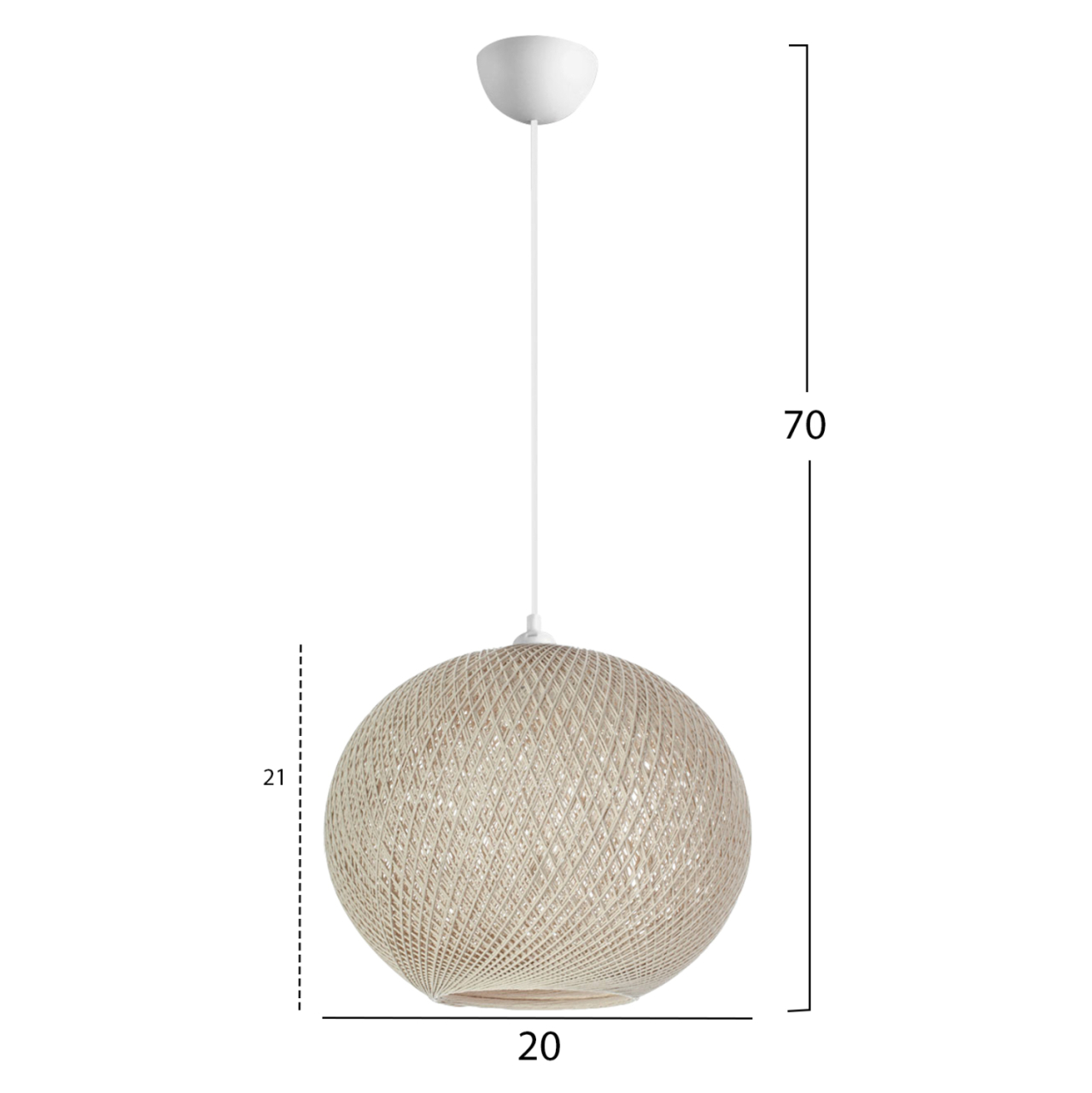 PENDANT CEILING LAMP HM7626.02 BEIGE SPHERE, KNITTED ROPE, INDOORS [2]