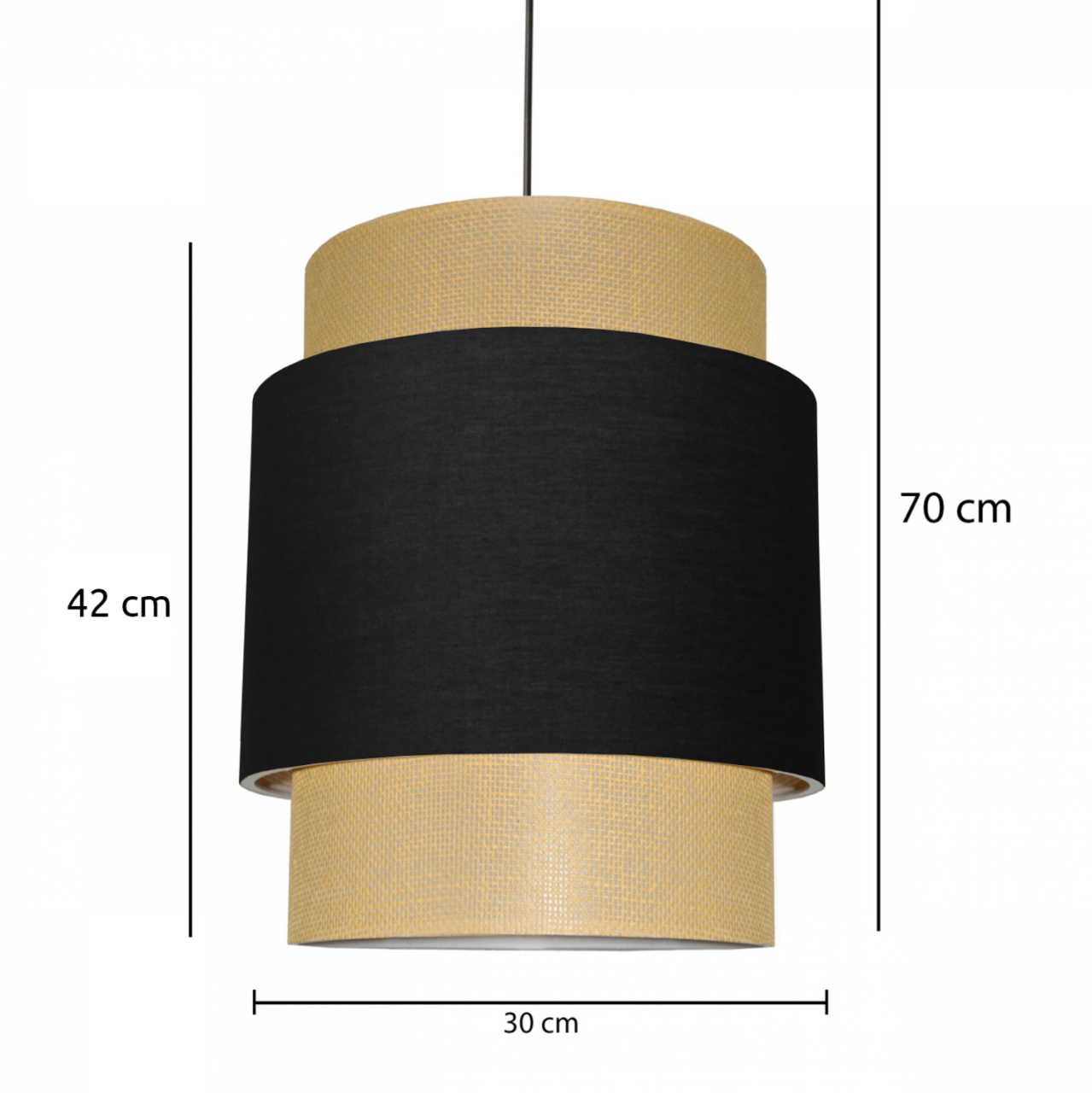 PENDANT CEILING LAMP HM7627.02 TWO-LAYER FABRIC DRUM, METAL FRAME [2]