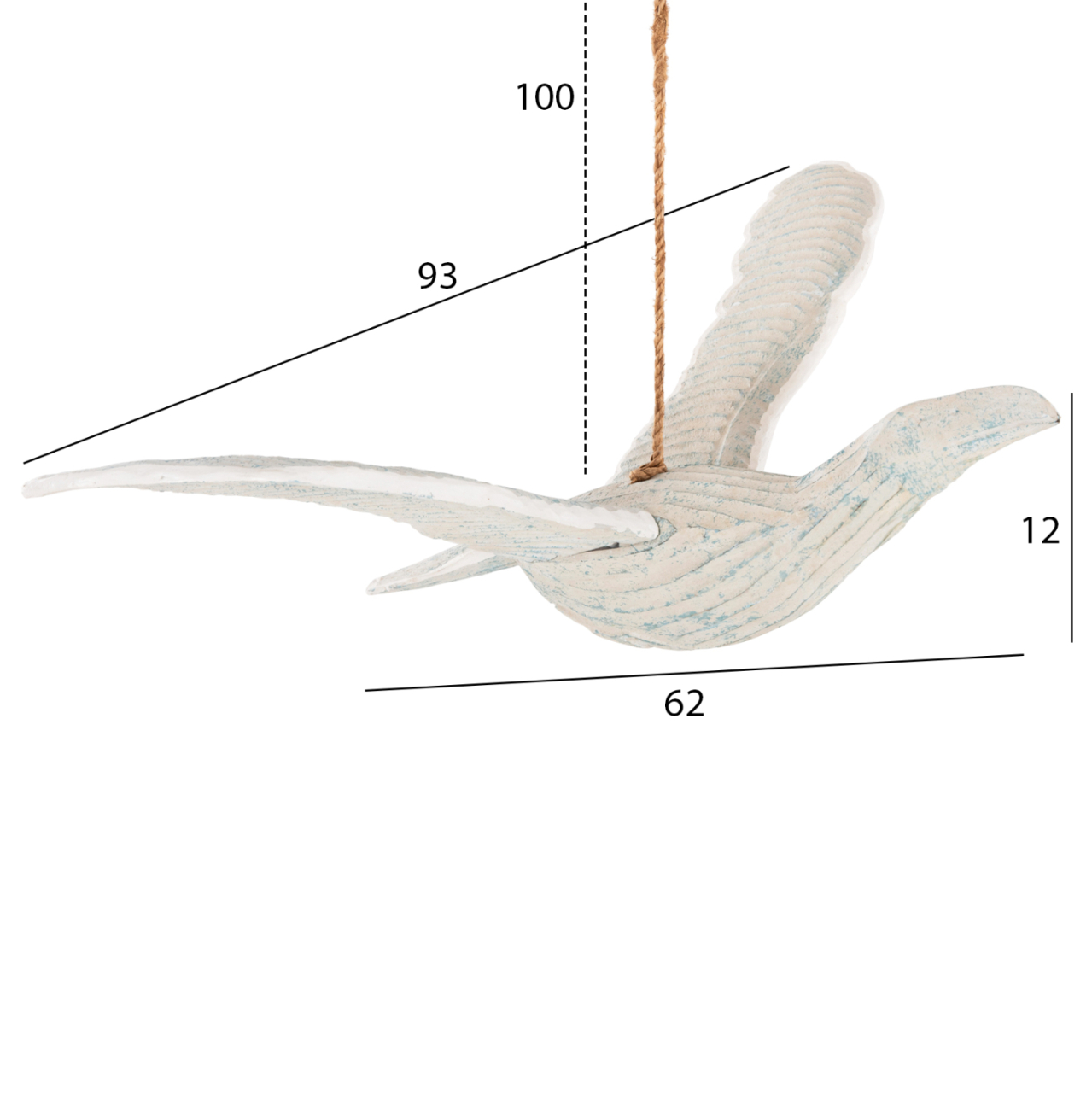PENDANT DECORATION SEAGULL HM4302 ALBASIA WOOD IN BLUEWASH 93x62x12-100H cm.m. [2]