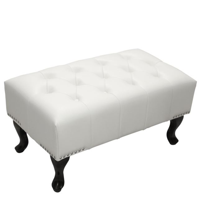 PIANO STOOL T.CHESTERFIELD EMMA HM226.02 PU WHITE-BLACK LEGS 80x44x39Hcm [2]
