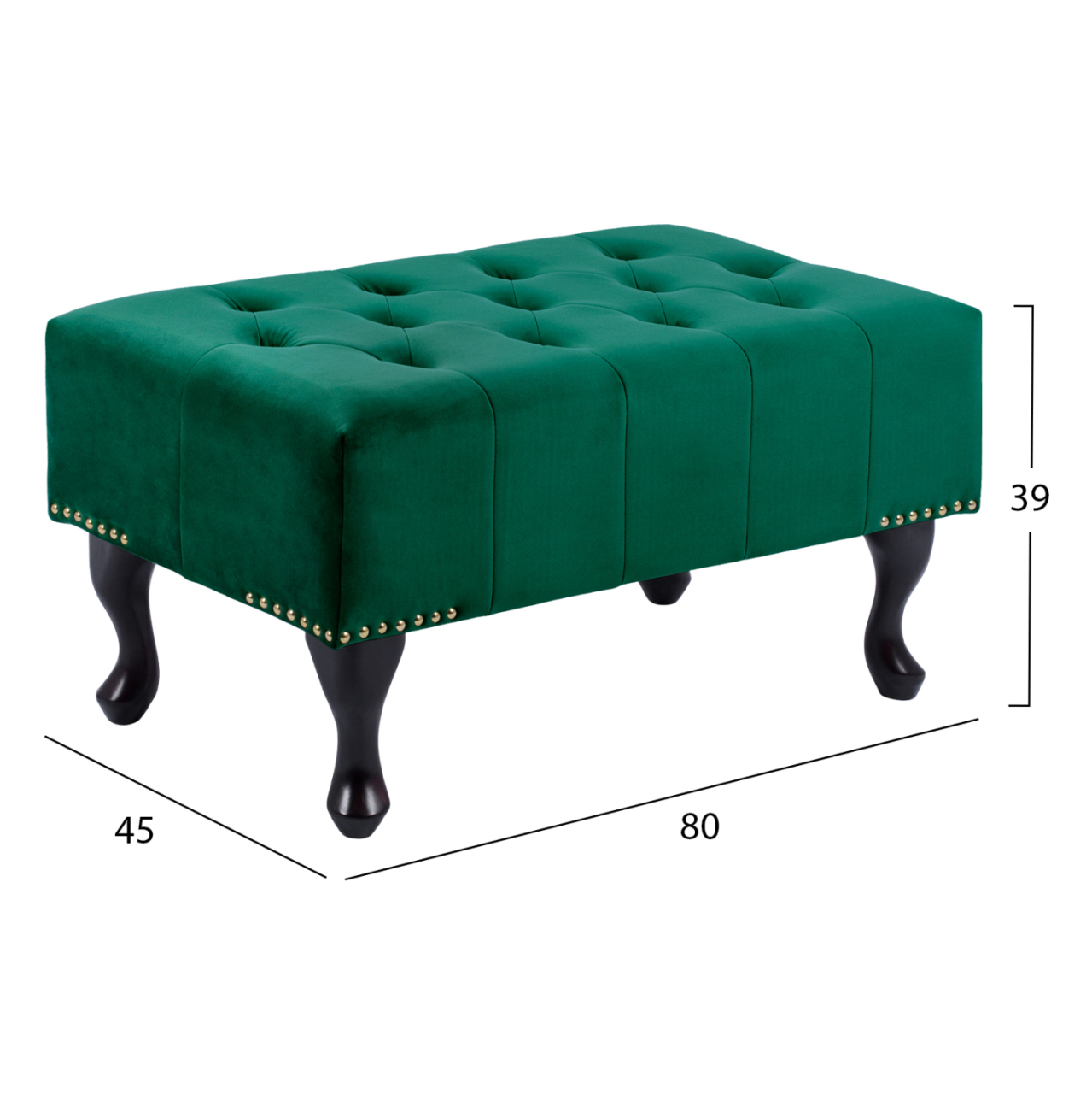 PIANO STOOL T.CHESTERFIELD EMMA HM226.03 CYPRESS GREEN VELVET-BLACK LEGS 80x45x40Hcm. [2]