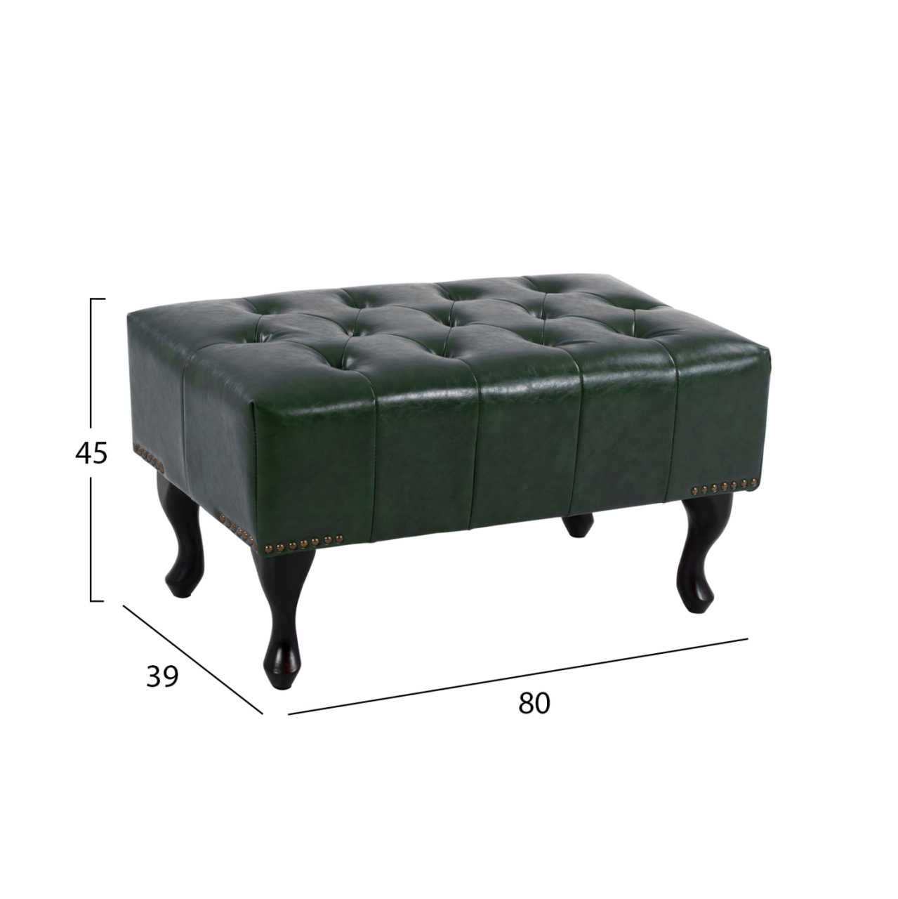 PIANO STOOL T.CHESTERFIELD EMMA HM226.08 PU CYPRESS GREEN-BLACK LEGS 80x45x39Hcm [2]