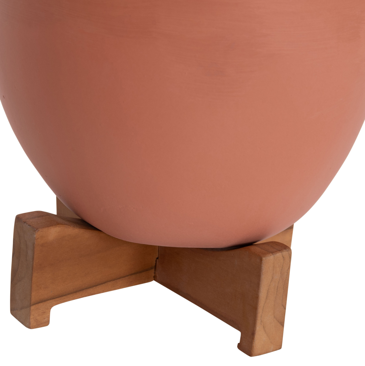 PLANTERS (POTS) 2PCS SET SEON HM4686.08 TERRACOTTA IN WHITE and TERRACOTTA--TEAK STANDS [7]