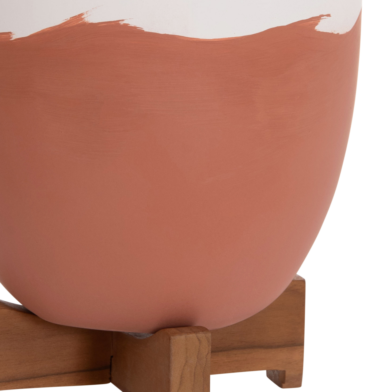 PLANTERS (POTS) 2PCS SET SEON HM4686.08 TERRACOTTA IN WHITE and TERRACOTTA--TEAK STANDS [10]