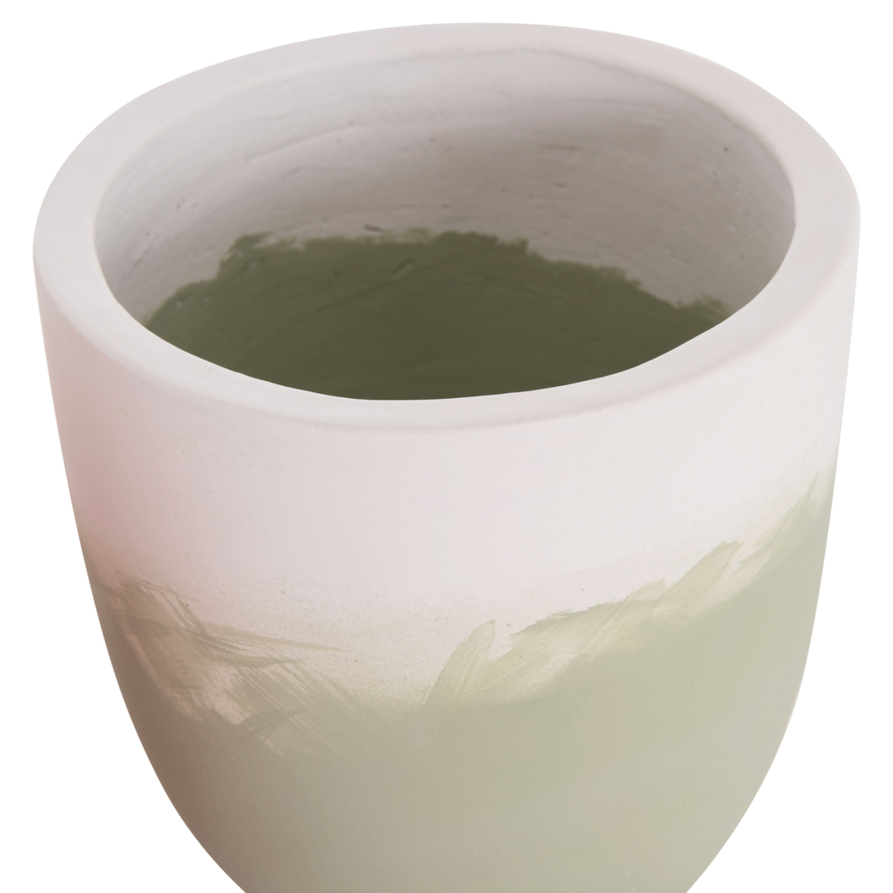 PLANTERS (POTS) 2PCS SET SEON HM4686.09 TERRACOTTA IN WHITE and GREEN--TEAK STANDS [6]