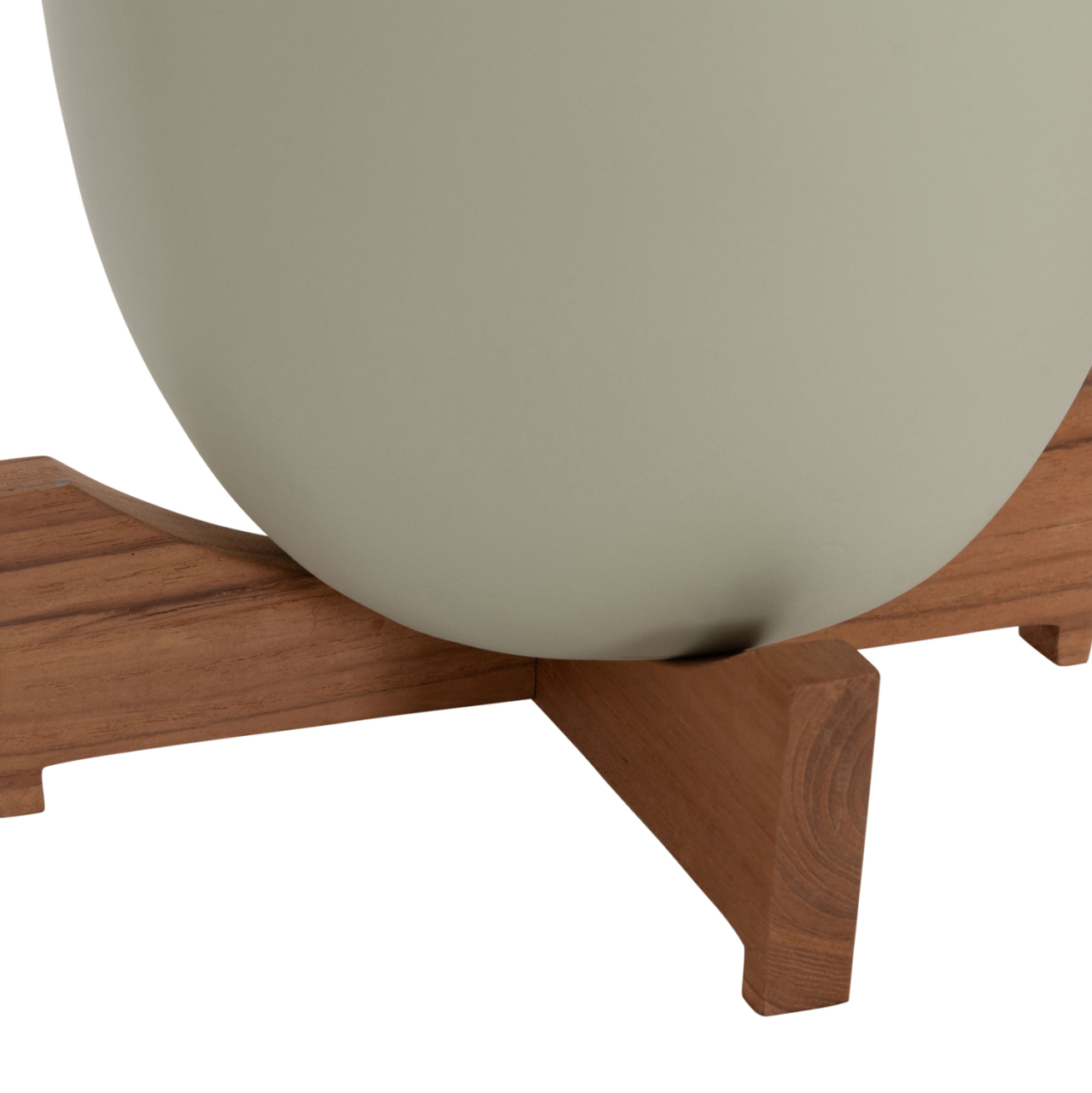 PLANTERS (POTS) 2PCS SET SEON HM4686.09 TERRACOTTA IN WHITE and GREEN--TEAK STANDS [9]