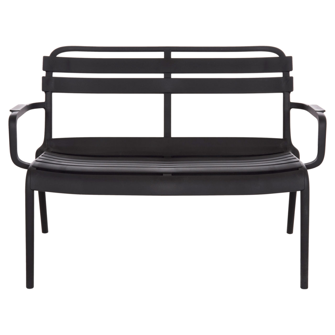 POLYPROPYLENE 2-SEATER BENCH KORVER HM6332.02 BLACK 113x65x76Hcm. [3]