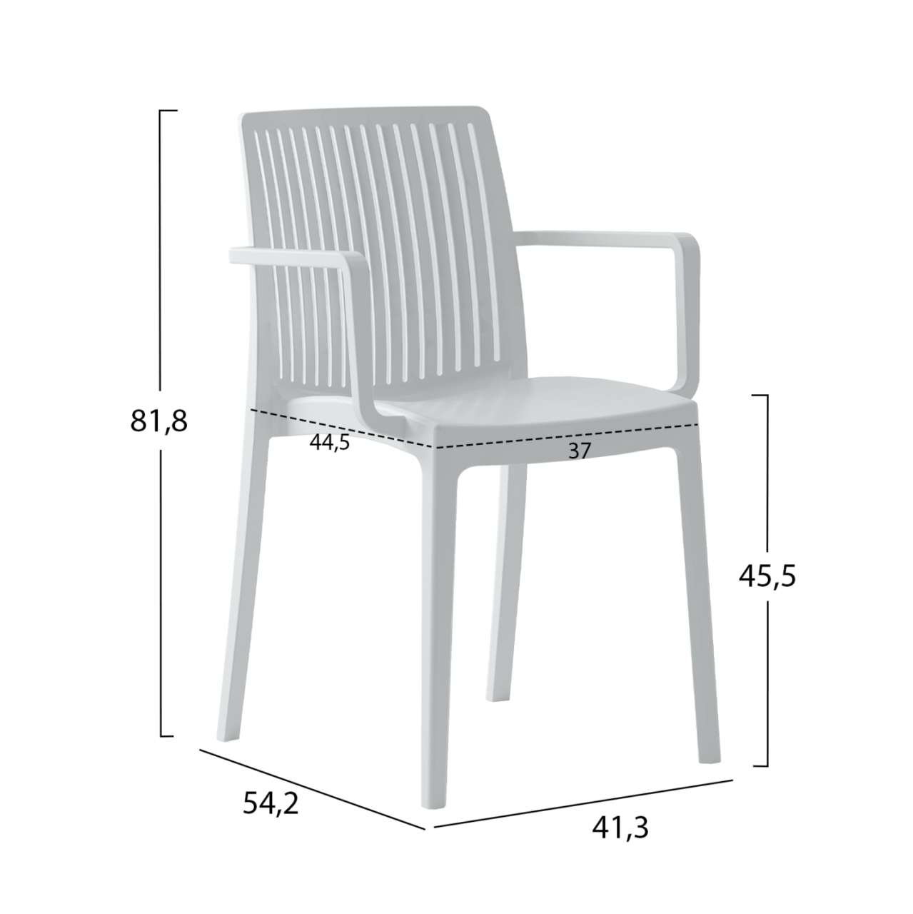 POLYPROPYLENE ARMCHAIR IDA HM6127.01 WHITE 53x50x82Hcm. [2]