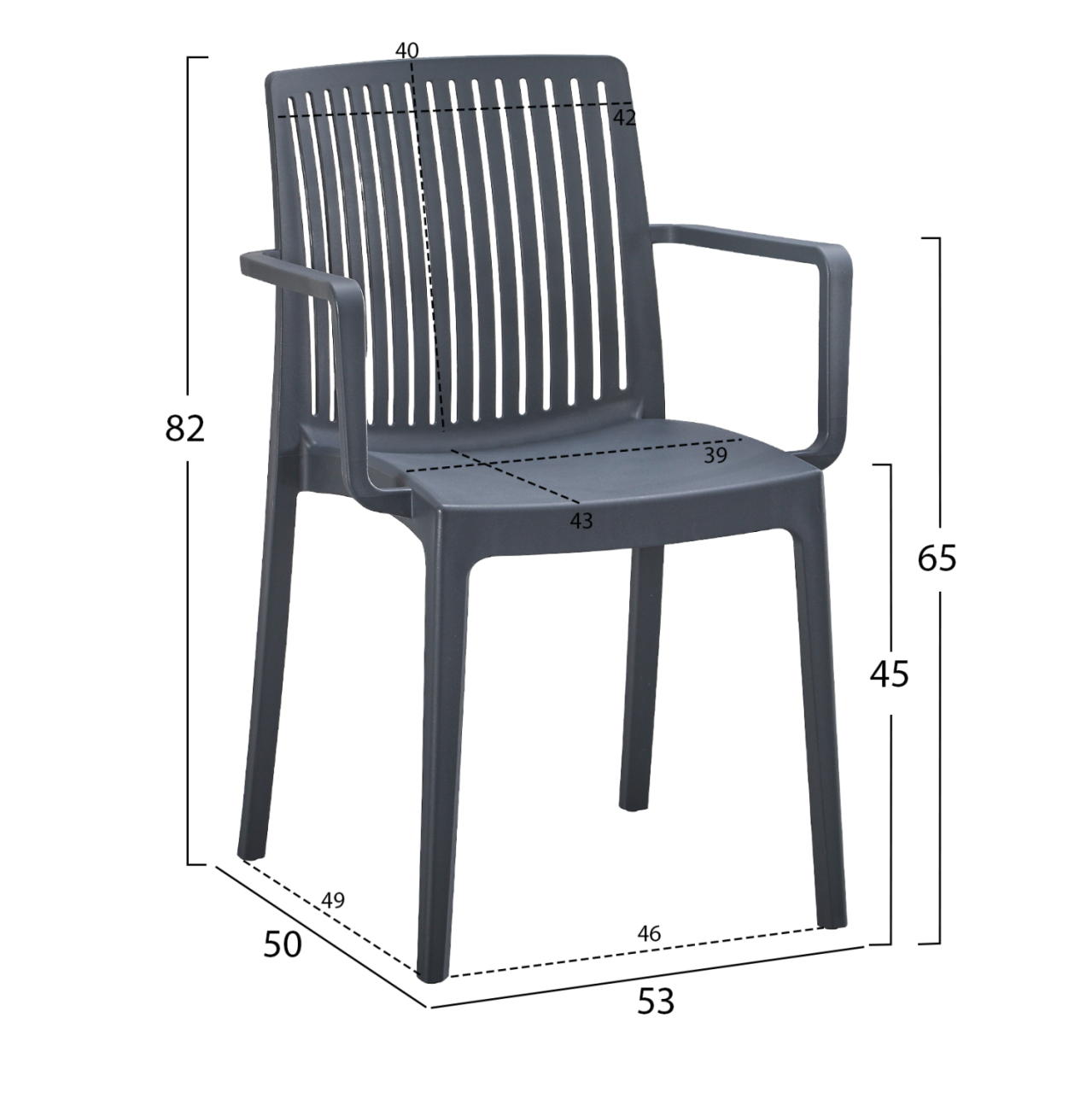 POLYPROPYLENE ARMCHAIR IDA HM6127.03 GREY 53x50x82Hcm. [2]