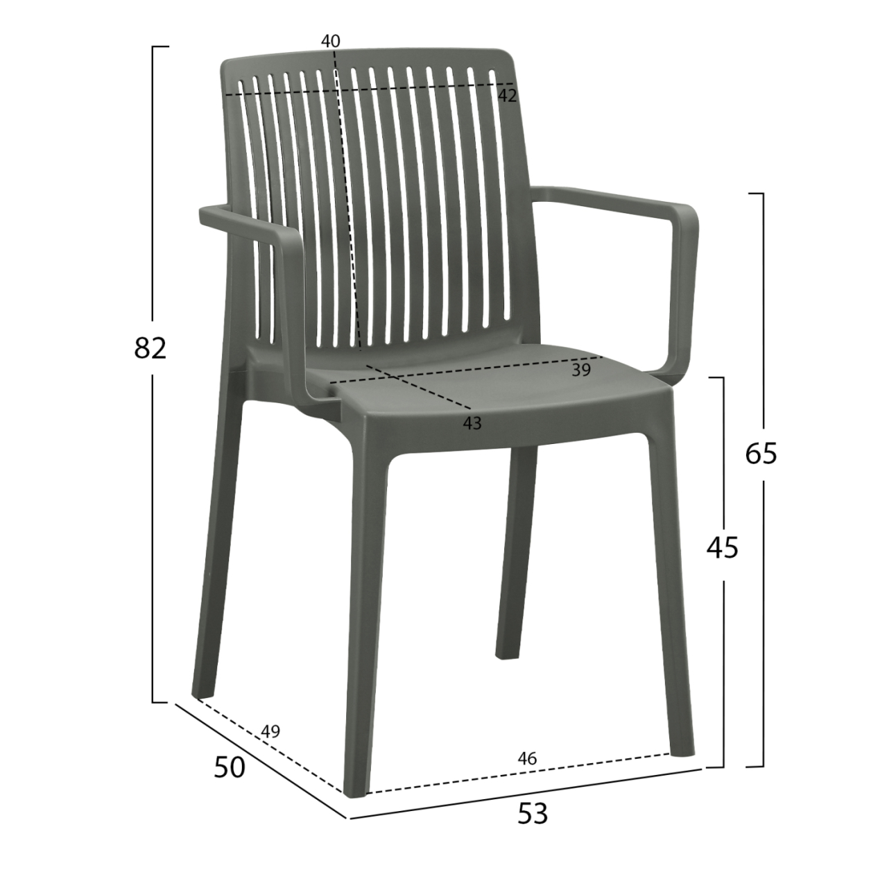POLYPROPYLENE ARMCHAIR IDA HM6127.04 DARK OLIVE 53x50x82Hcm. [2]