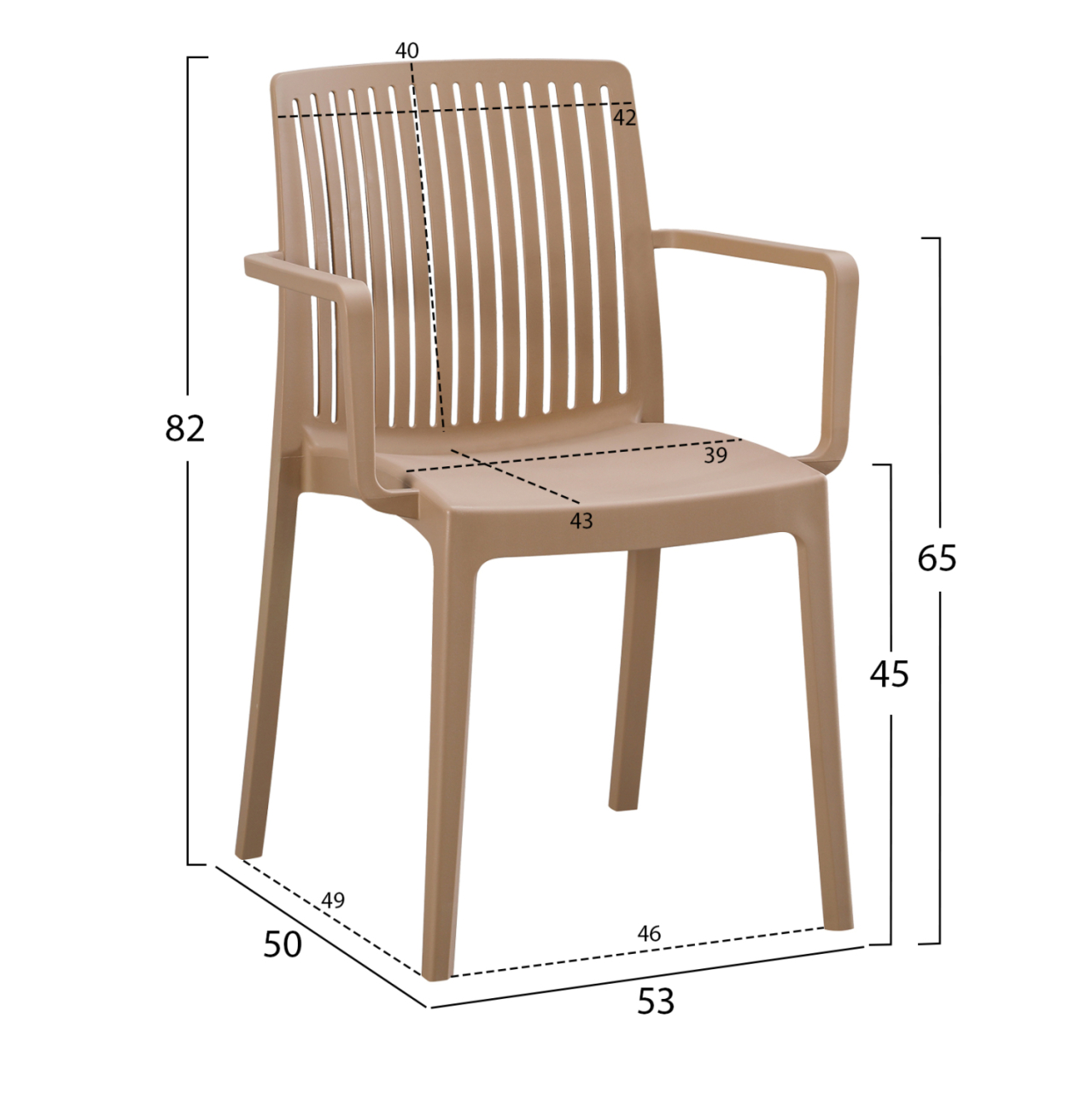 POLYPROPYLENE ARMCHAIR IDA HM6127.05 CAPPUCCINO 53x50x82Hcm. [2]