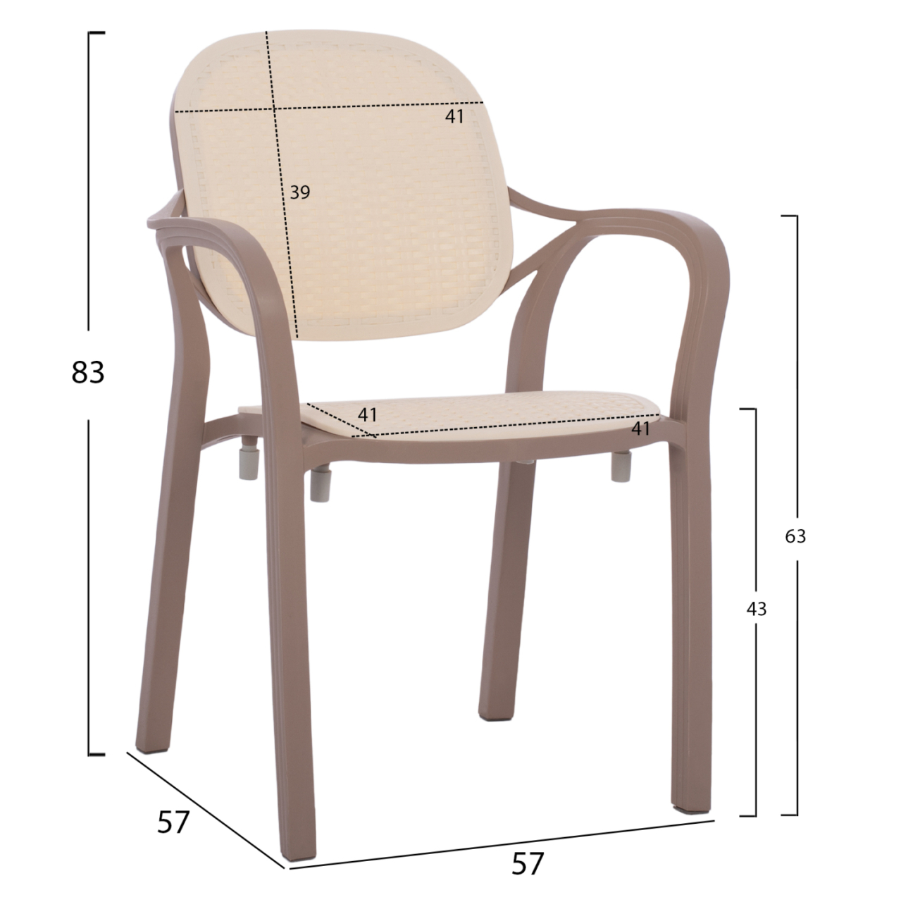 POLYPROPYLENE ARMCHAIR KHEM HM5820.02 CAPPUCCINO-BEIGE 57x57x83Hcm. [2]
