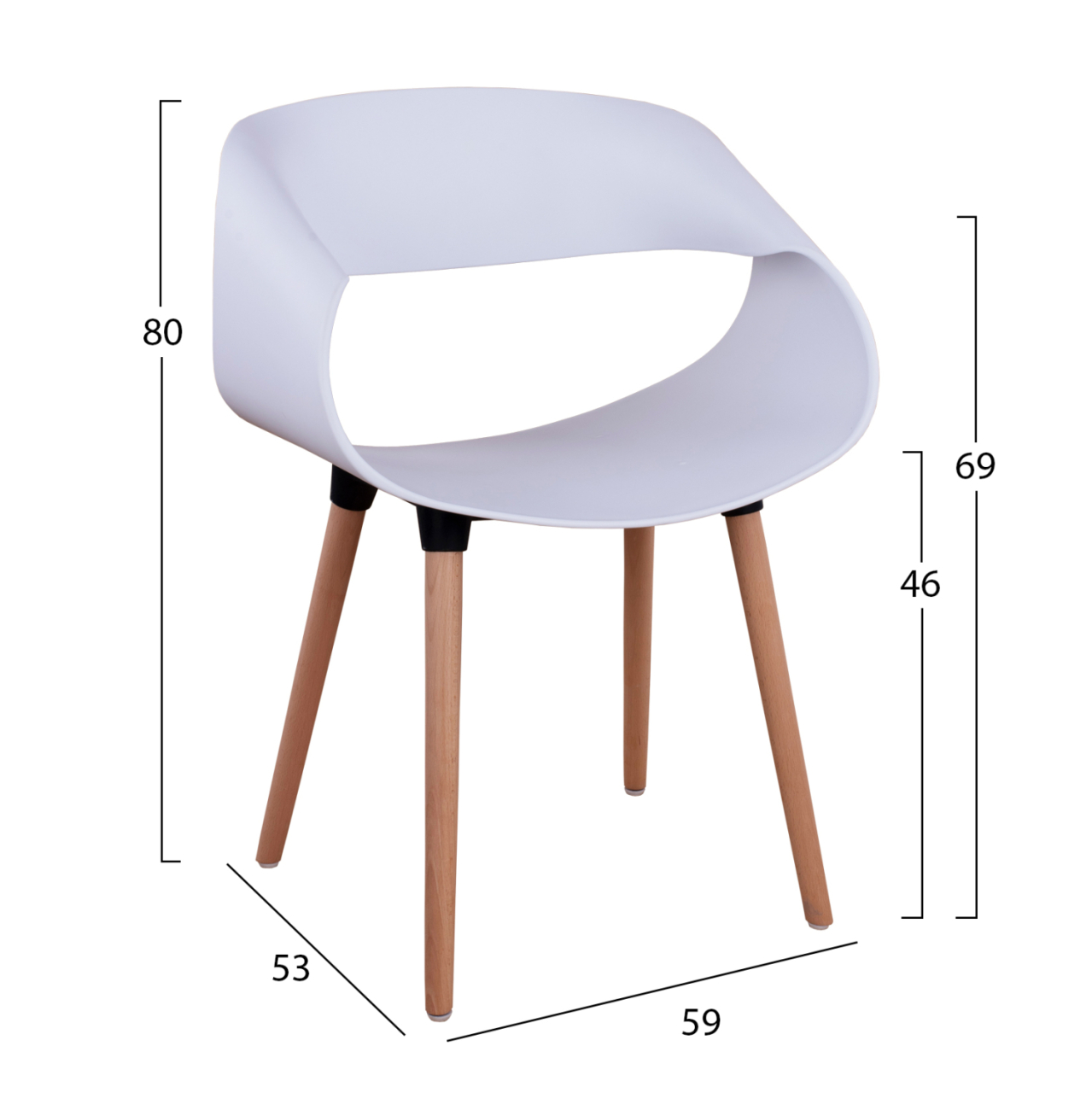 Polypropylene Armchair Maggie HM8600.01 in white color 59x53x80 cm [2]