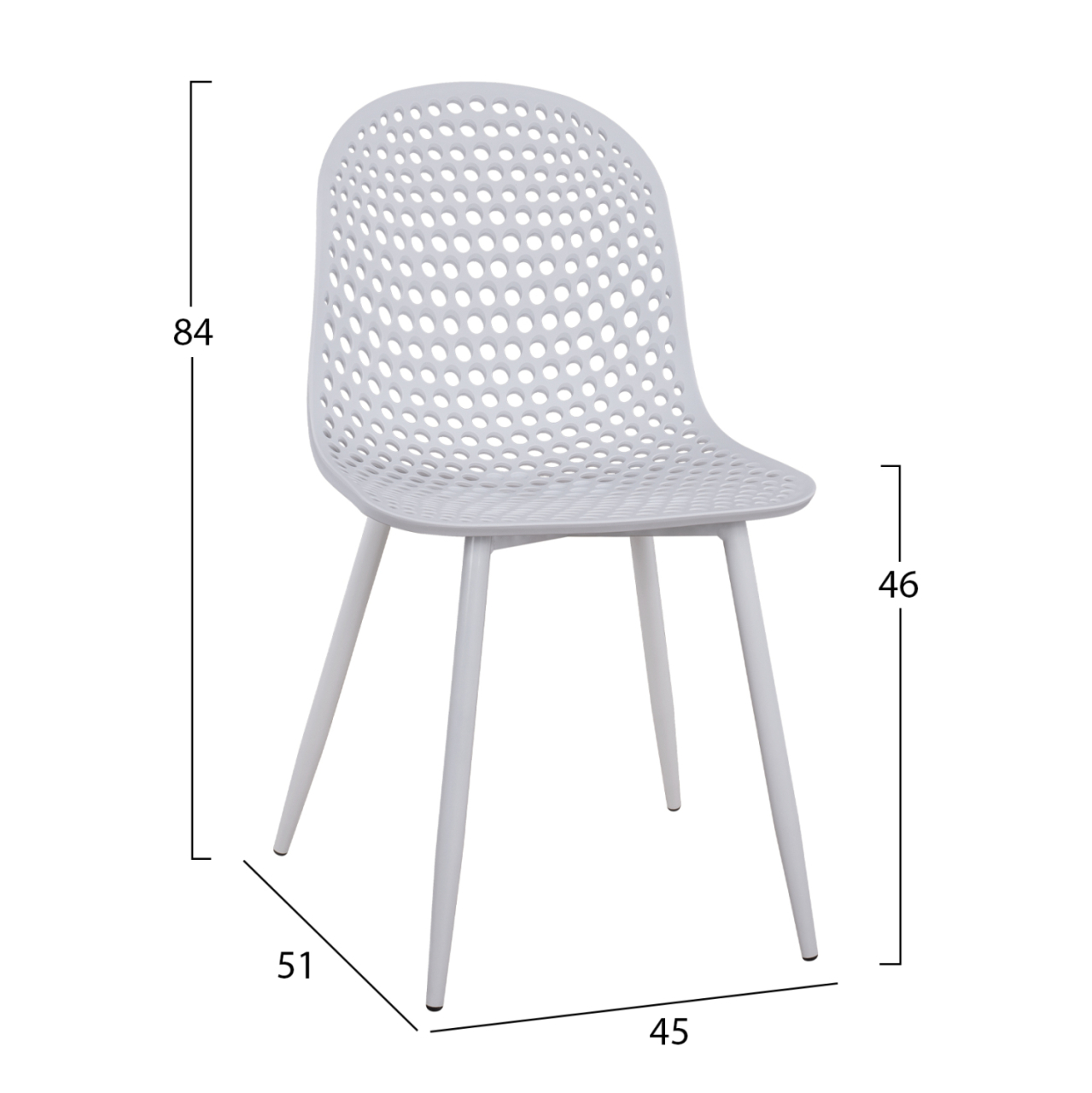 Polypropylene Armchair Milana HM8512.01 White with Metallic Legs 47x58x84cm [3]