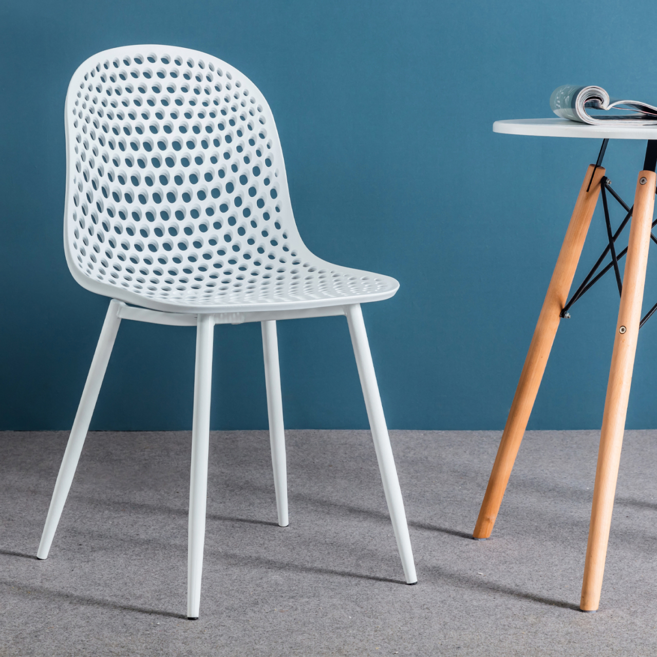 Polypropylene Armchair Milana HM8512.01 White with Metallic Legs 47x58x84cm [2]