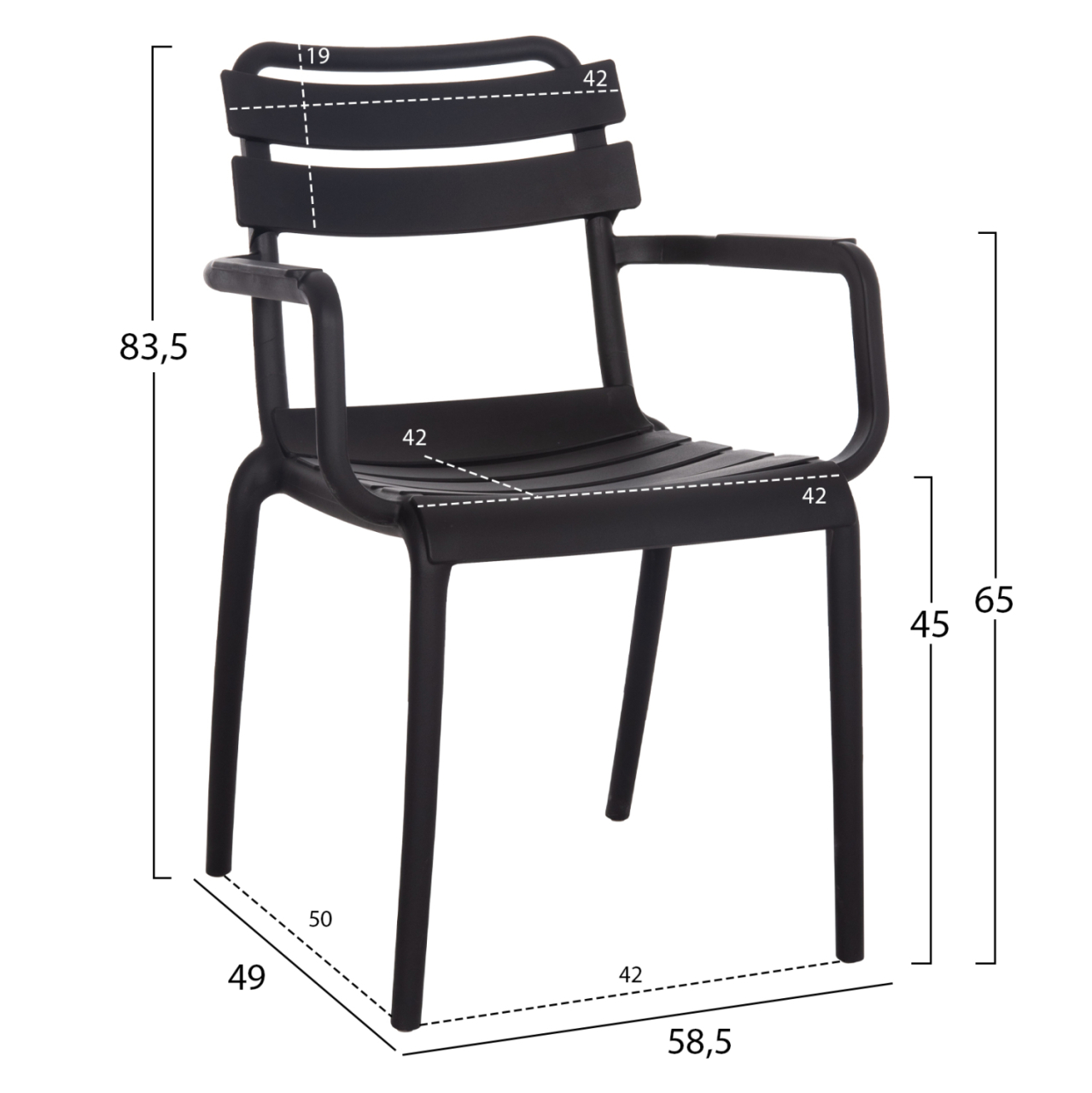 POLYPROPYLENE ARMCHAIR PHILLY HM6123.02 BLACK 58.5x49x83.5Hcm. [2]