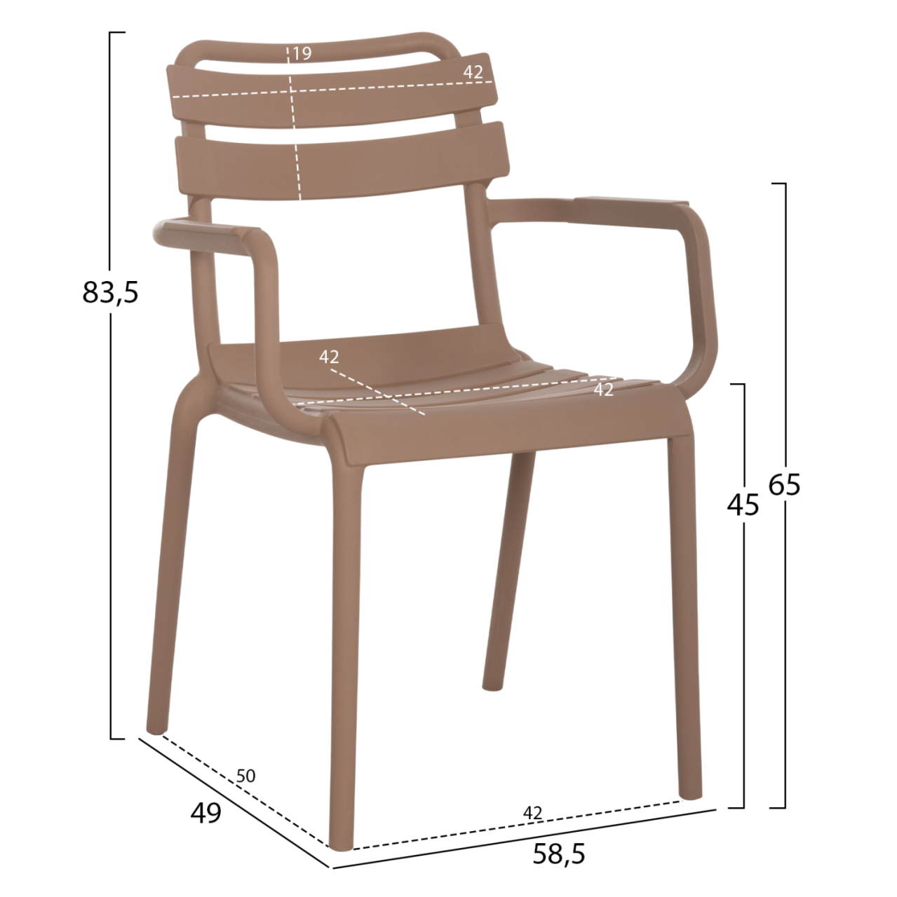 POLYPROPYLENE ARMCHAIR PHILLY HM6123.06 BEIGE 58.5x49x83.5Hcm. [2]