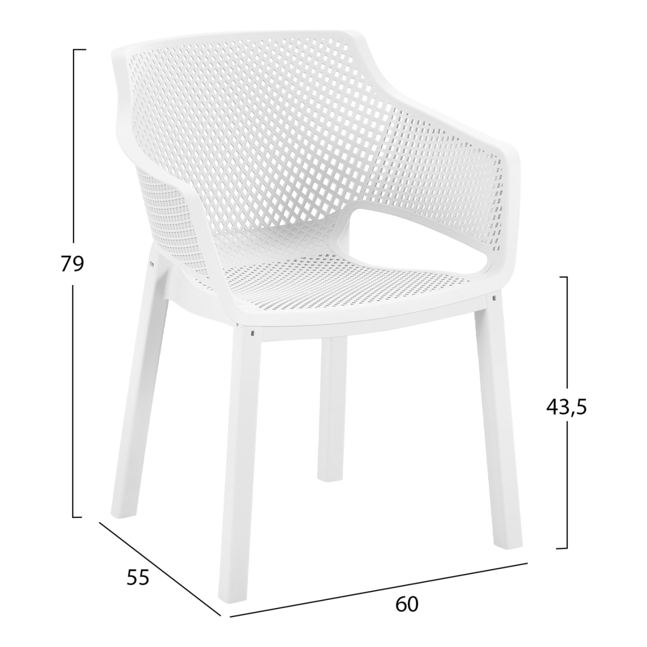 POLYPROPYLENE DINING ARMCHAIR PEGGY HM6368.01 WHITE 60x55x79Hcm. [2]