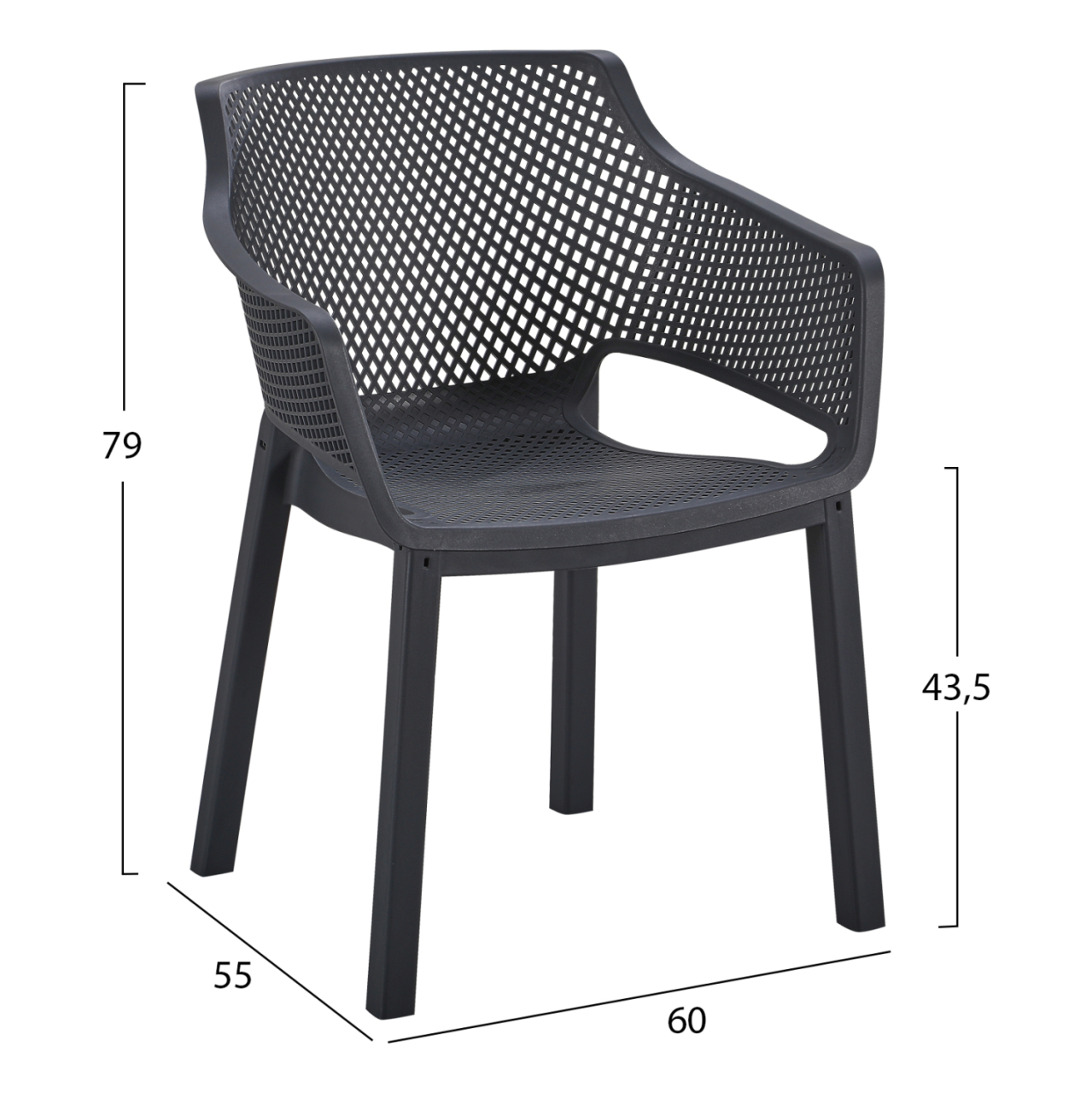 POLYPROPYLENE DINING ARMCHAIR PEGGY HM6368.02 BLACK 60x55x79Hcm. [2]
