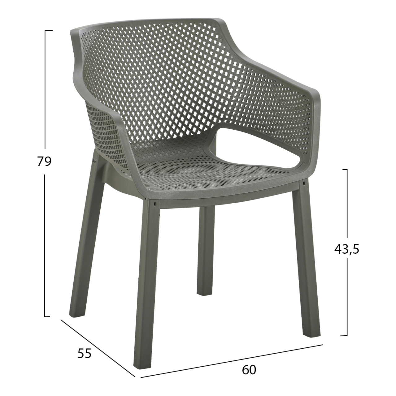POLYPROPYLENE DINING ARMCHAIR PEGGY HM6368.05 DARK OLIVE GREEN 60x55x79Hcm. [2]