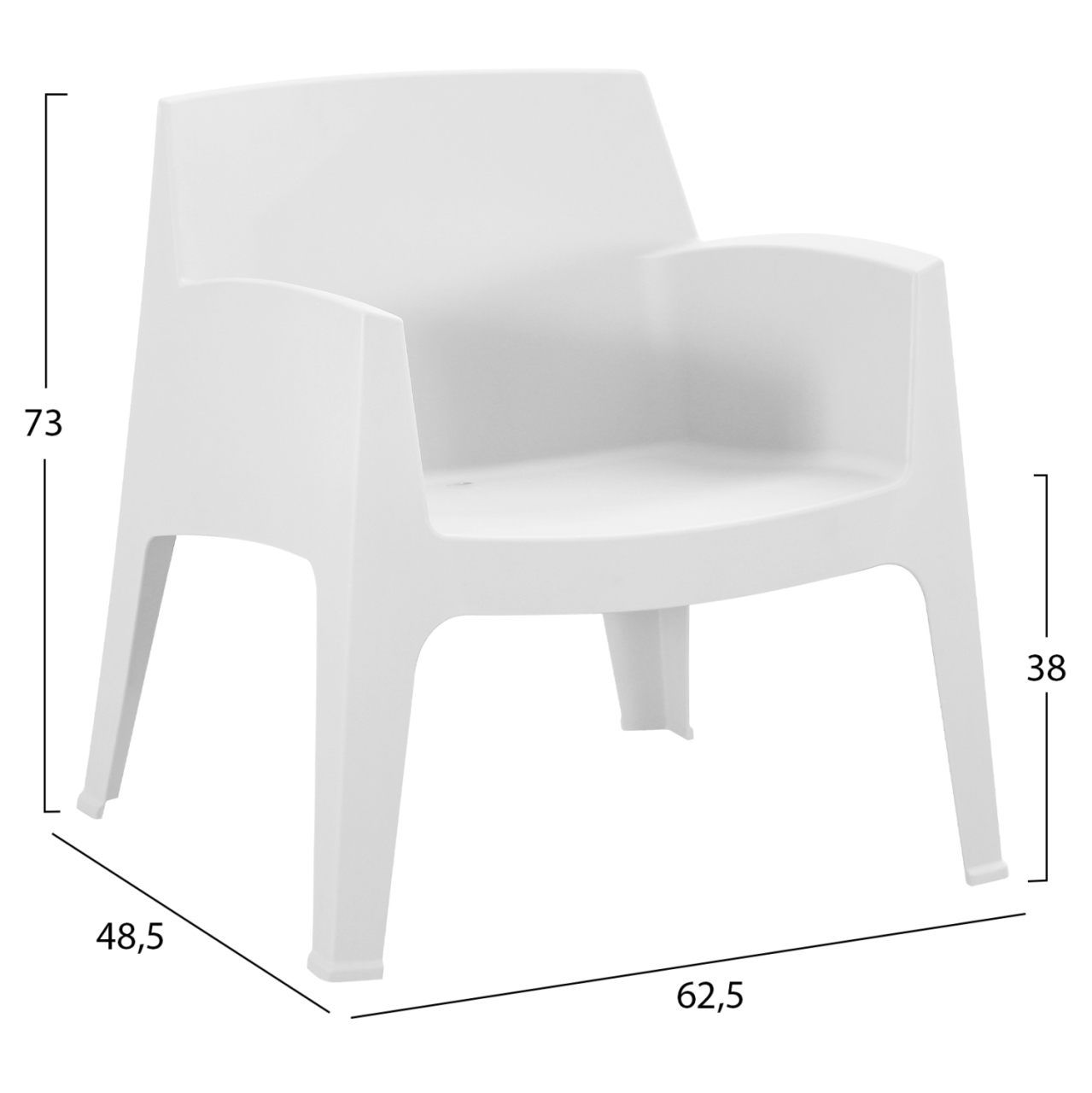 POLYPROPYLENE LOUNGE ARMCHAIR SLEEK HM6365.01 WHITE 62x68x73Hcm. [2]
