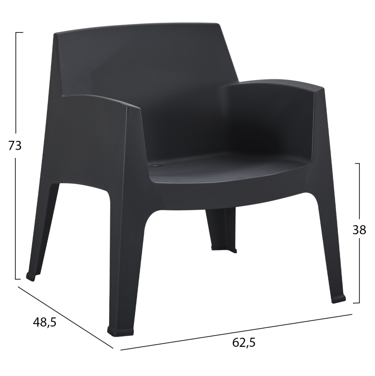 POLYPROPYLENE LOUNGE ARMCHAIR SLEEK HM6365.02 BLACK 62x68x73Hcm. [2]