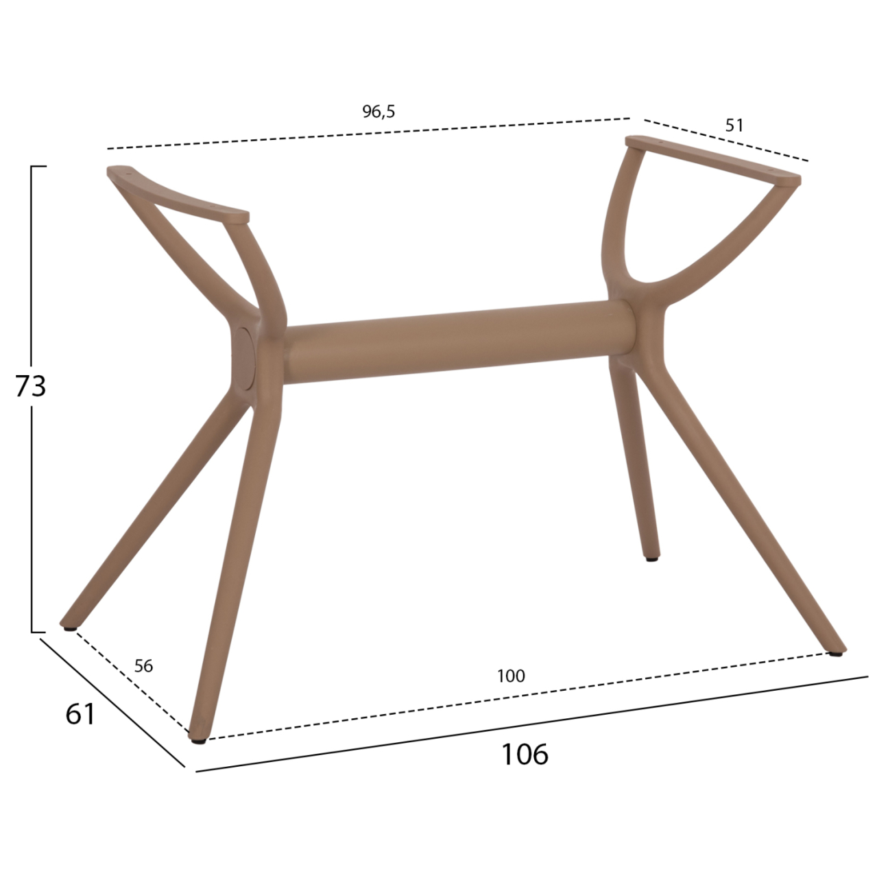 POLYPROPYLENE-METAL TABLE BASE CAPPUCCINO HM463.04 FOR TABLETOP 120X80cm. [2]