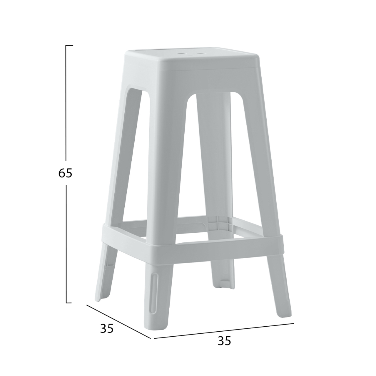 POLYPROPYLENE STOOL SQUARE ZEB HM6128.01 WHITE 35x35x65Hcm. [2]