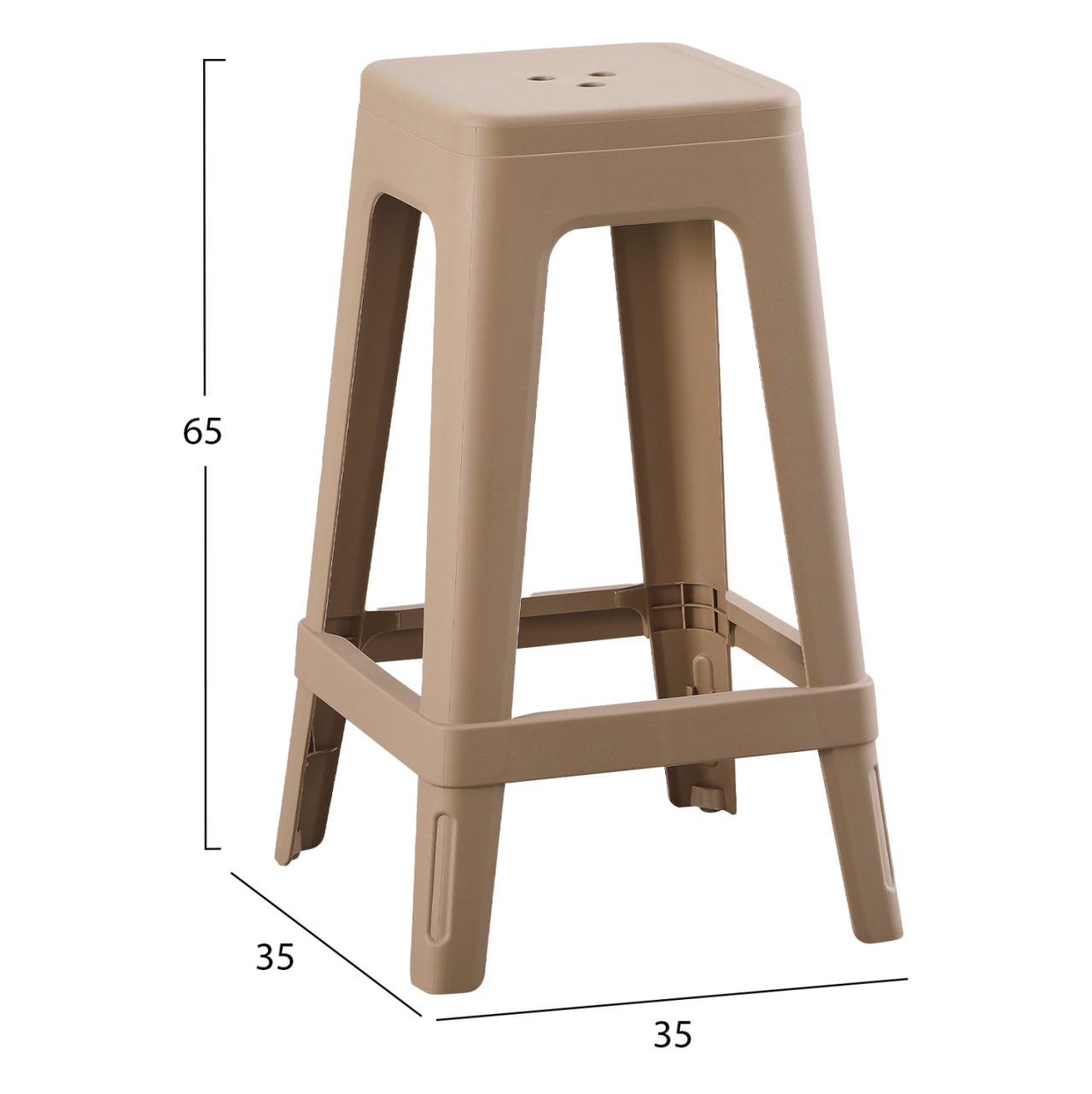 POLYPROPYLENE STOOL SQUARE ZEB HM6128.05 CAPPUCCINO 35x35x65Hcm. [2]