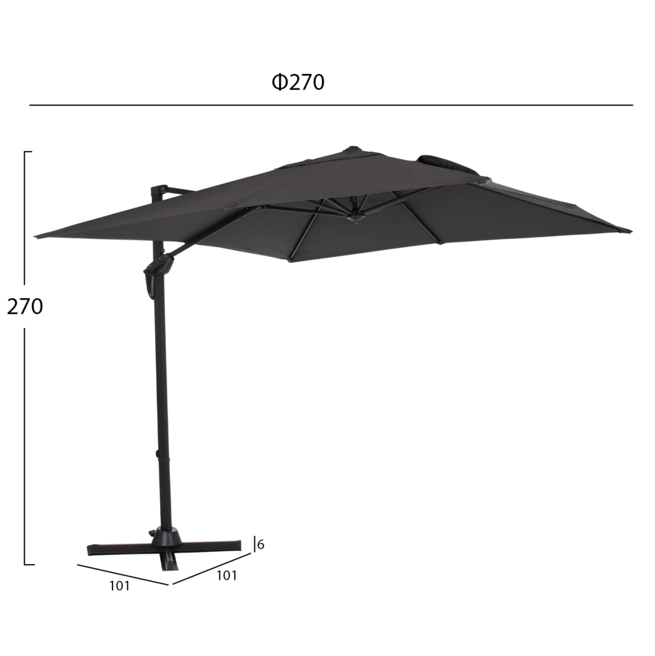 POOLSIDE UMBRELLA JAVANTE HM6623.01 GREY ALUMINUM and SHADE 2.7x2.7x2.7Hcm. [2]