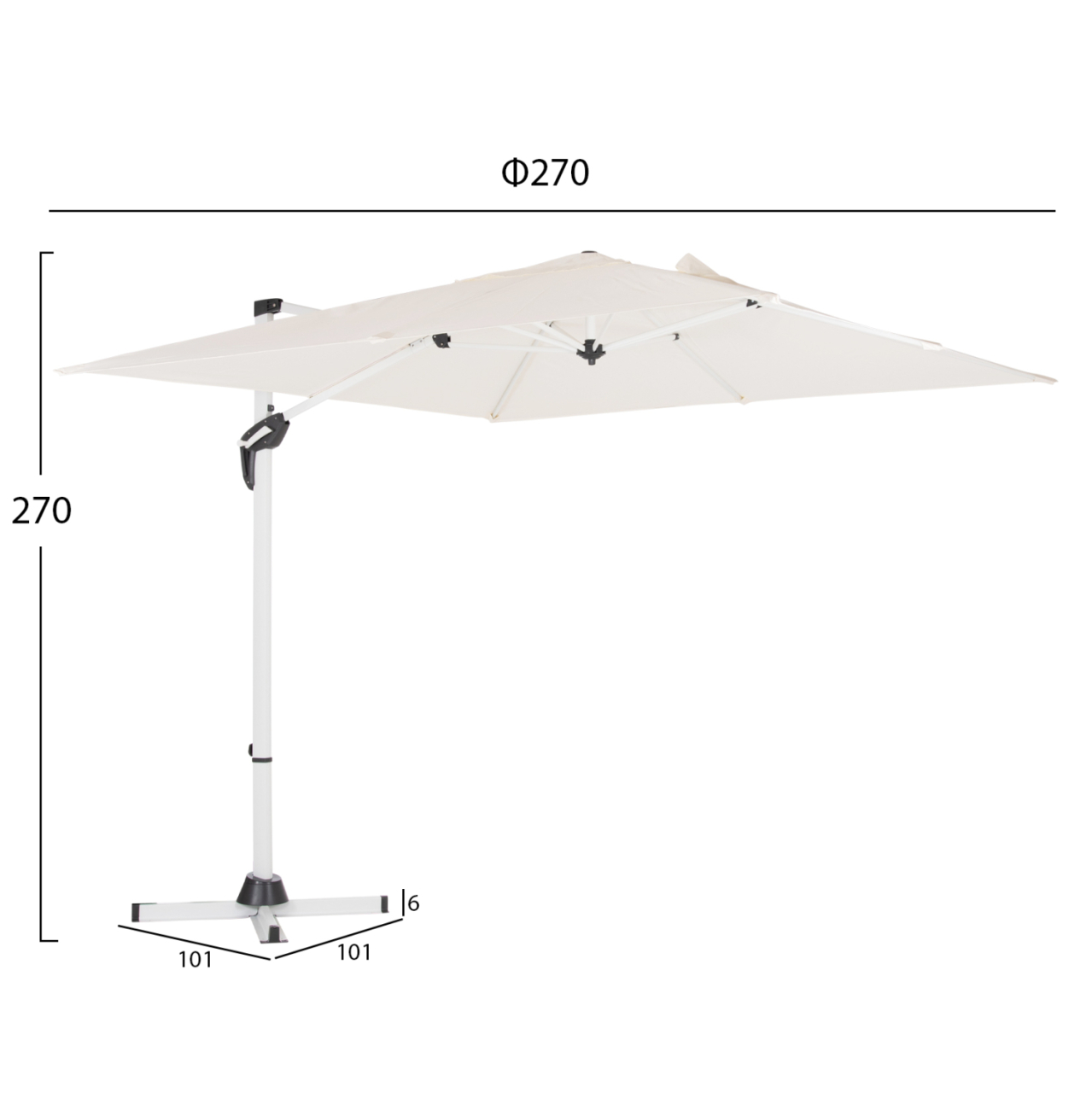 POOLSIDE UMBRELLA JAVANTE HM6623.02 WHITE ALUMINUM and SHADE 2.7x2.7x2.7Hcm. [2]