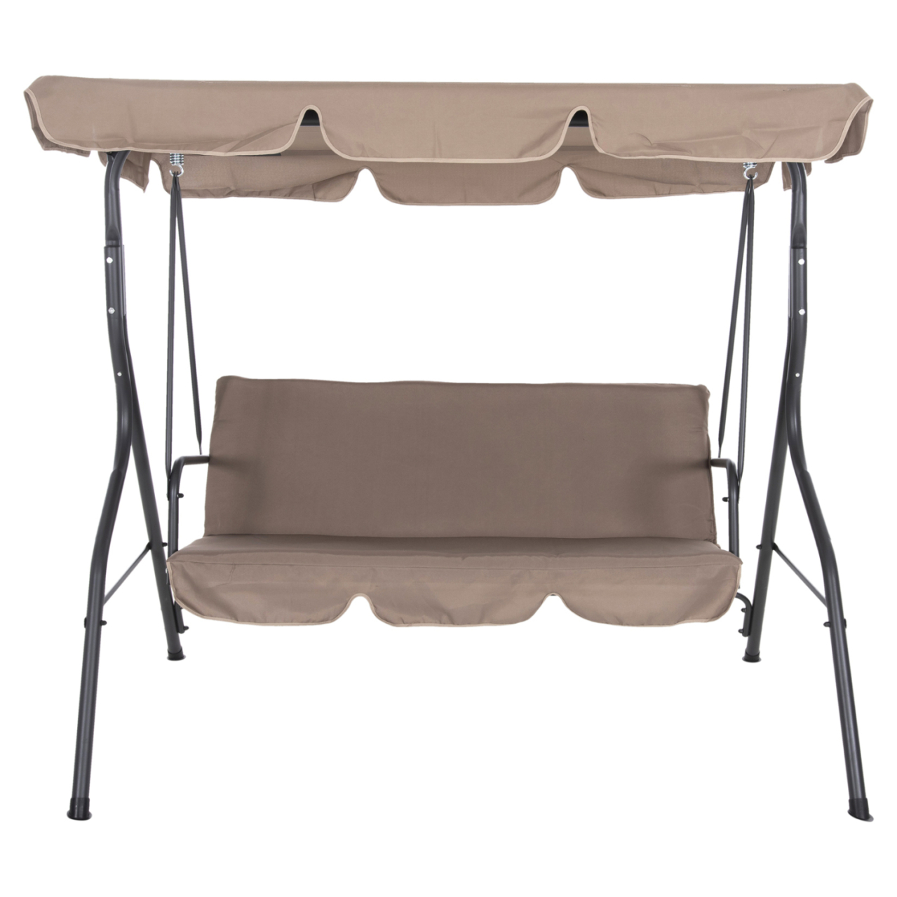 PORCH SWINGER 3-SEATER WITH SUNSHIELD LIKID HM5979.02 METAL GREY- FABRIC IN BROWN 174x110x200Hcm. [3]