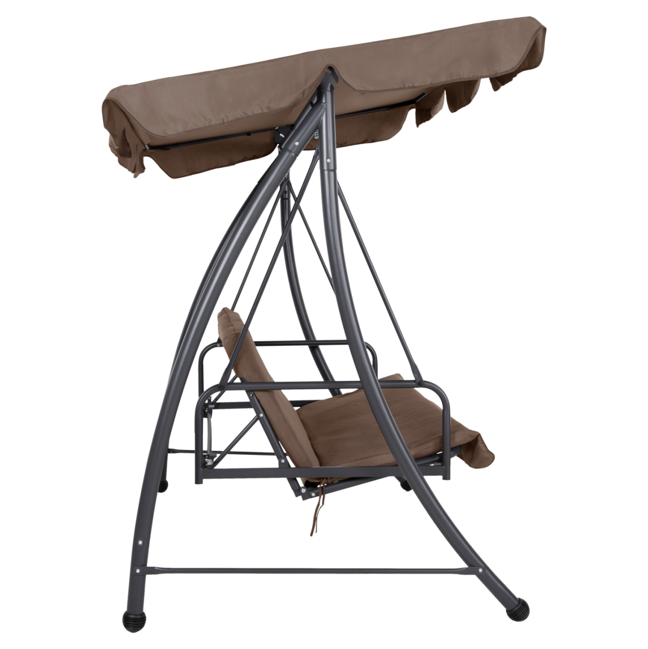 PORCH SWINGER-BED 3-SEATER LIKID HM5980.02 METAL FRAME IN GREY-FABRIC IN LIGHT BROWN 194x119x210Hcm. [5]