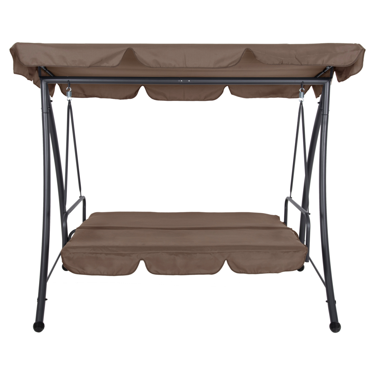 PORCH SWINGER-BED 3-SEATER LIKID HM5980.02 METAL FRAME IN GREY-FABRIC IN LIGHT BROWN 194x119x210Hcm. [4]